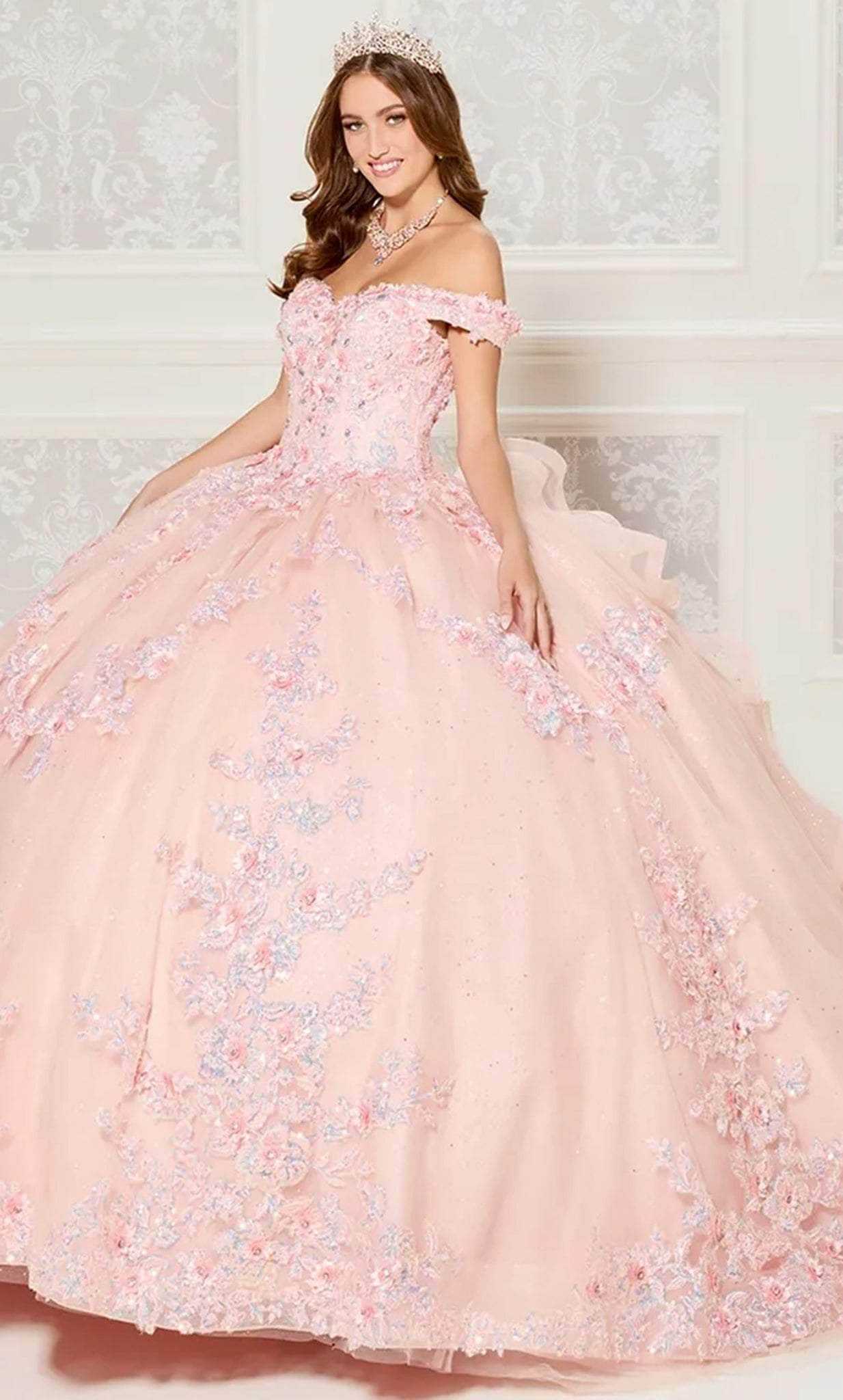 Princesa by Ariana Vara, Princesa by Ariana Vara PR30116 - Floral Ruffled Back Ballgown