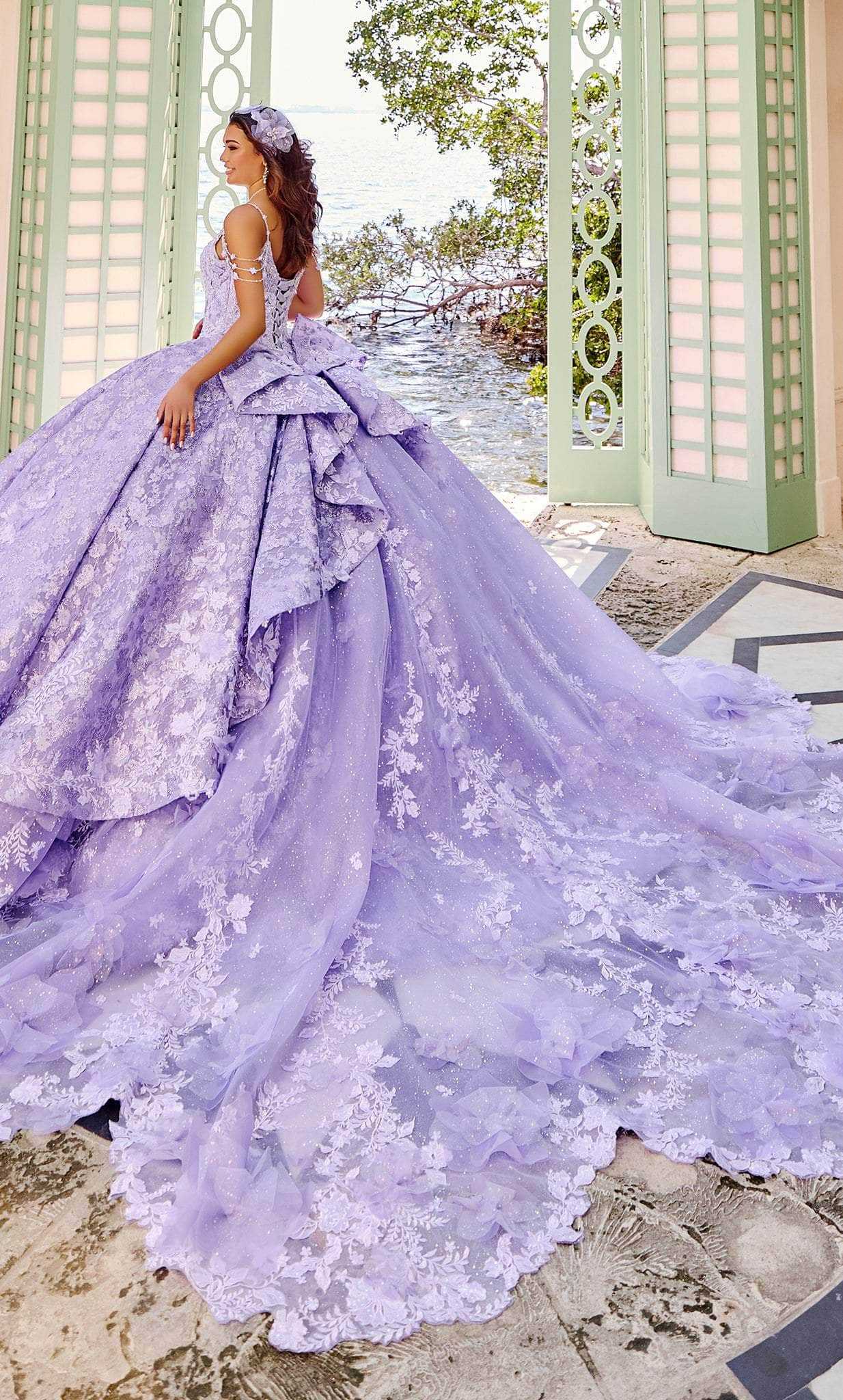 Princesa by Ariana Vara, Princesa by Ariana Vara PR30139 - Bolero-Attached Floral Ball Gown