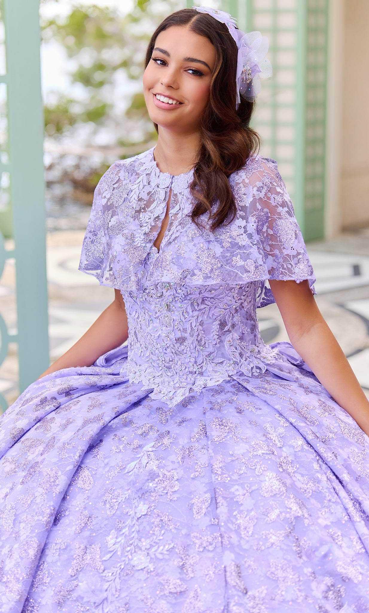 Princesa by Ariana Vara, Princesa by Ariana Vara PR30139 - Bolero-Attached Floral Ball Gown