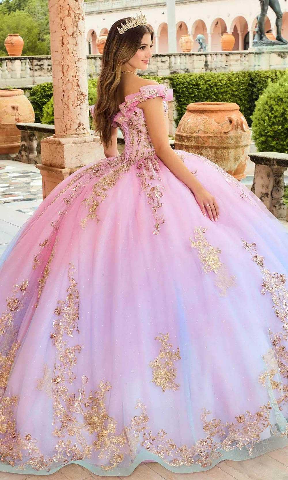Princesa by Ariana Vara, Princesa by Ariana Vara PR30152 - 3D Floral Lace-Up Tie Prom Gown