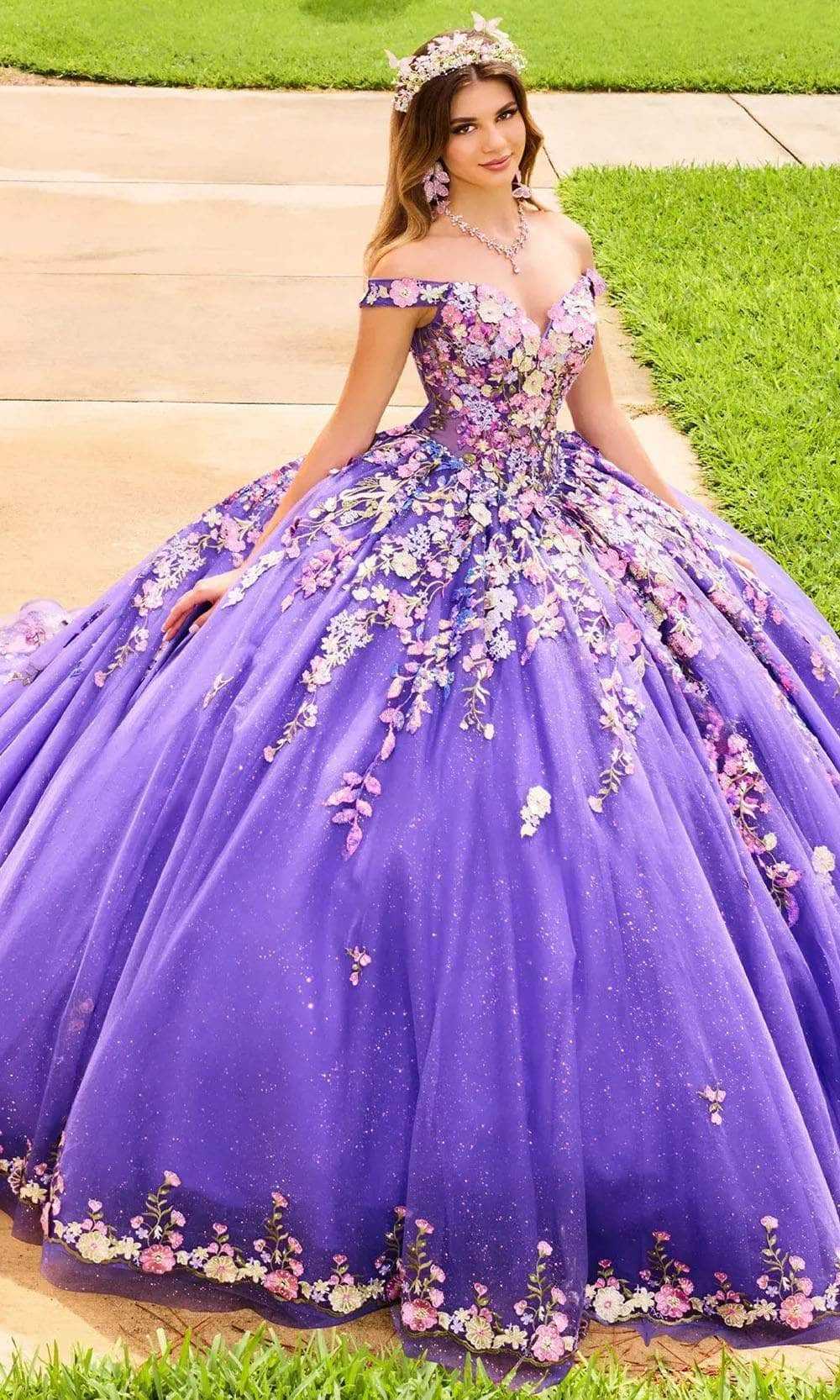 Princesa by Ariana Vara, Princesa by Ariana Vara PR30155 - Lace-Up Tie Off-Shoulder Prom Gown