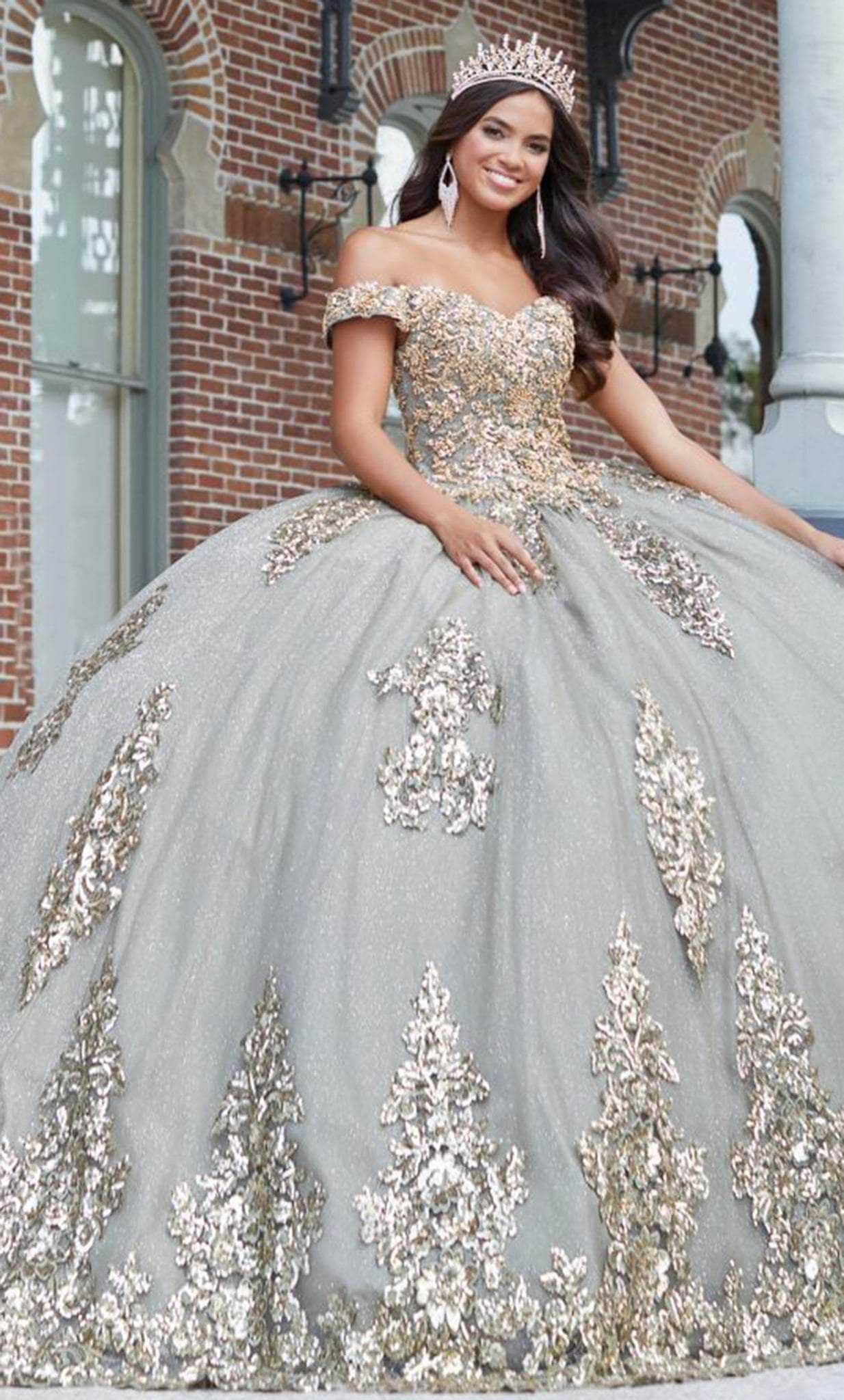 Quinceanera Collection, Quinceanera Collection 26042 - Appliqued Tulle Quinceanera Dress