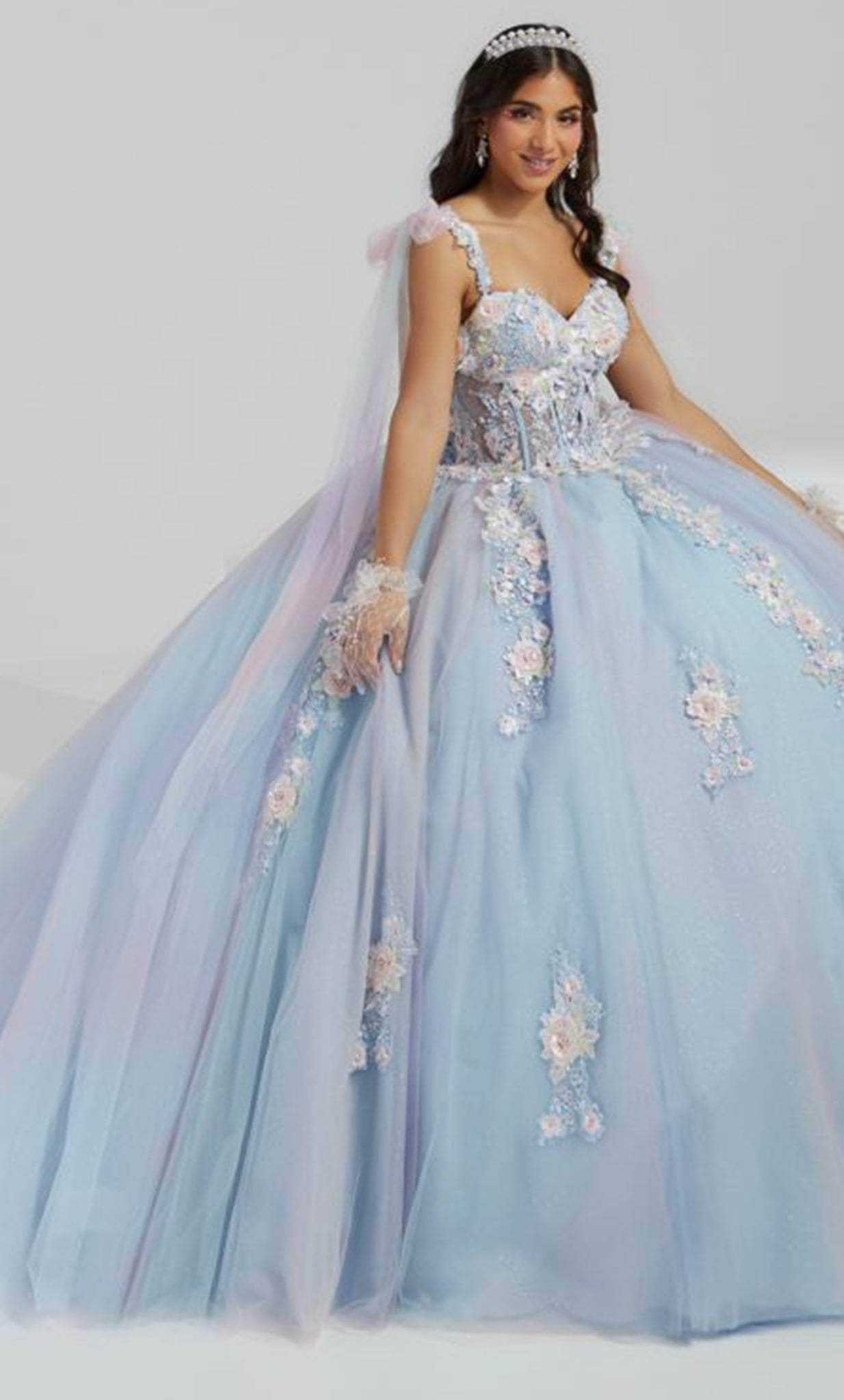 Quinceanera Collection, Quinceanera Collection 26067 - Floral Appliqued Ball Gown