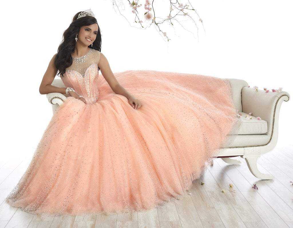 Quinceanera Collection, Quinceanera Collection - 26866 Sparkly Illusion Lace Up Back Ballgown