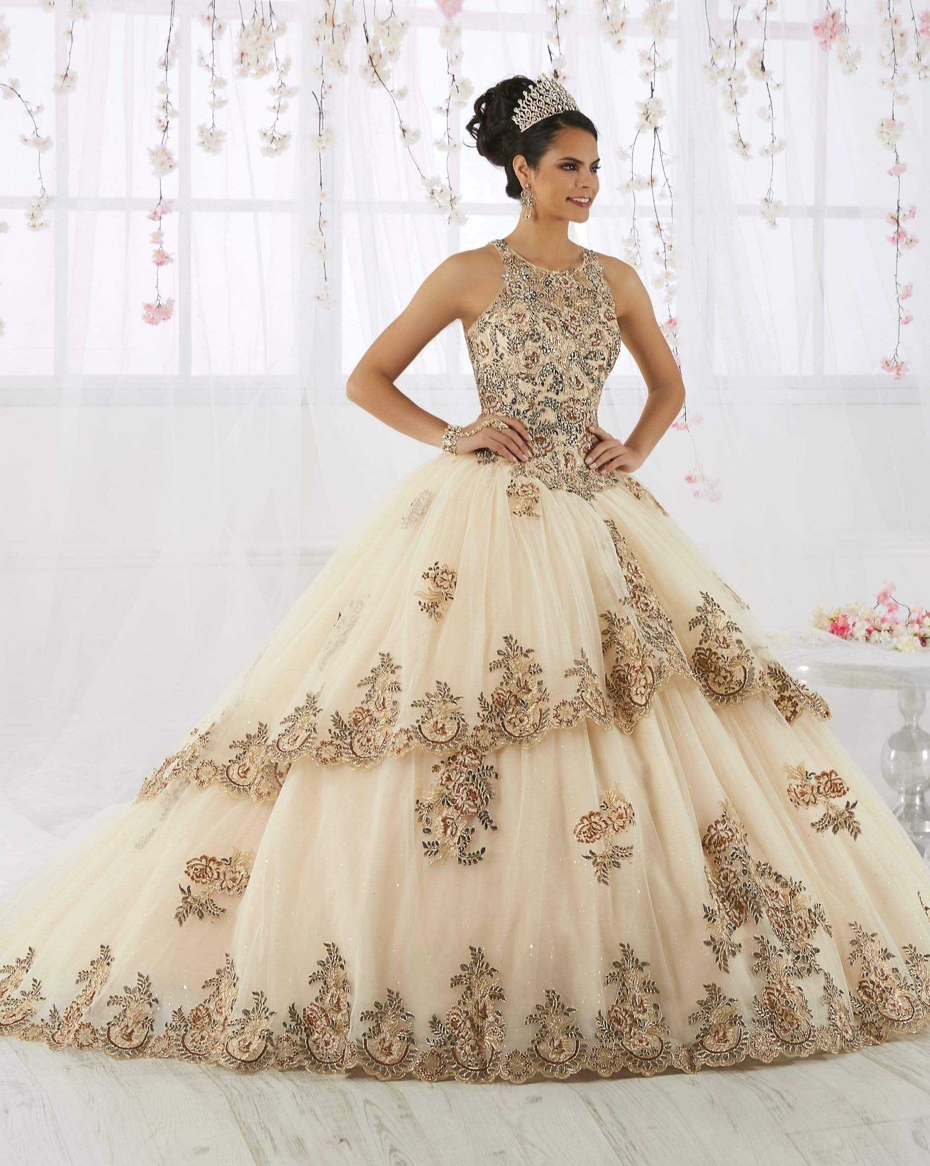Quinceanera Collection, Quinceanera Collection - 26912 Beaded Lace Embellished  Tulle Ballgown