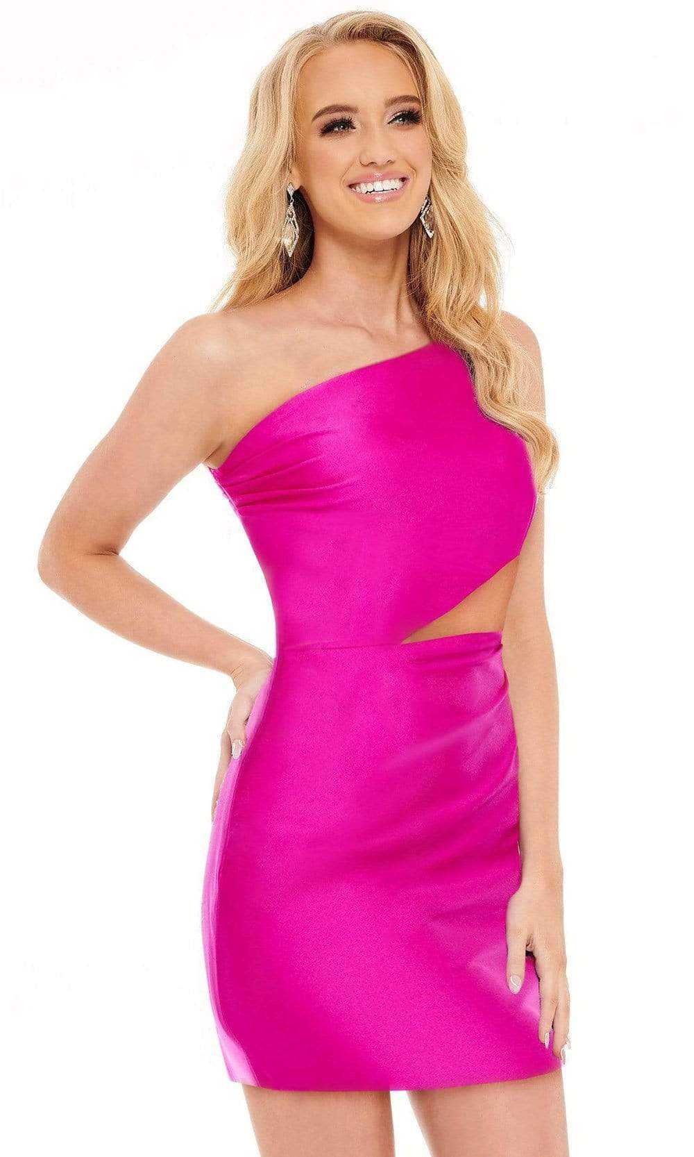 Rachel Allan, Rachel Allan - 40124 One-Shoulder Cut Out Fitted Cocktail Dress