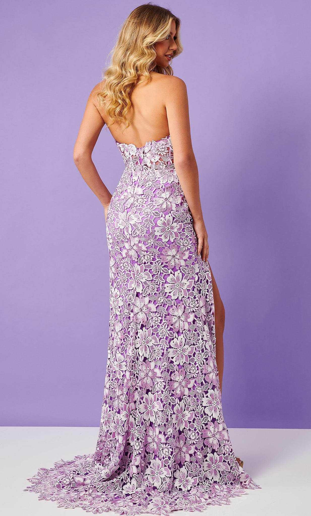 Rachel Allan, Rachel Allan 70288 - Floral Lace Strapless Prom Dress