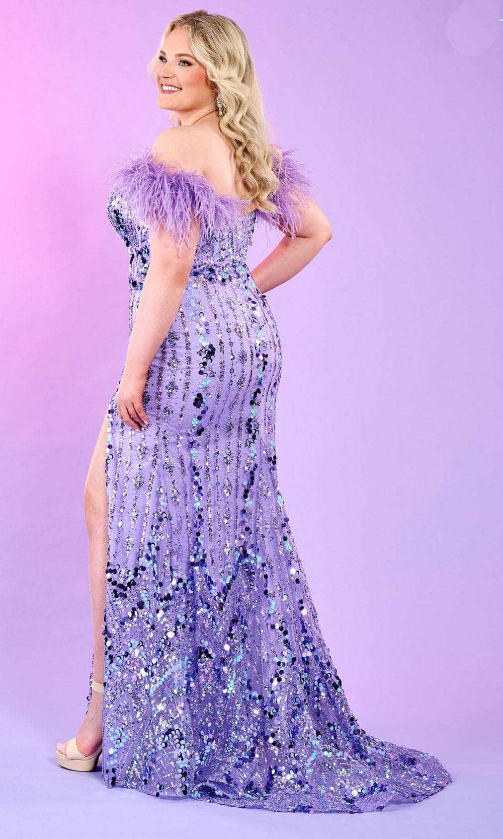Rachel Allan, Rachel Allan 70509 - Feather Embellished Prom Dress