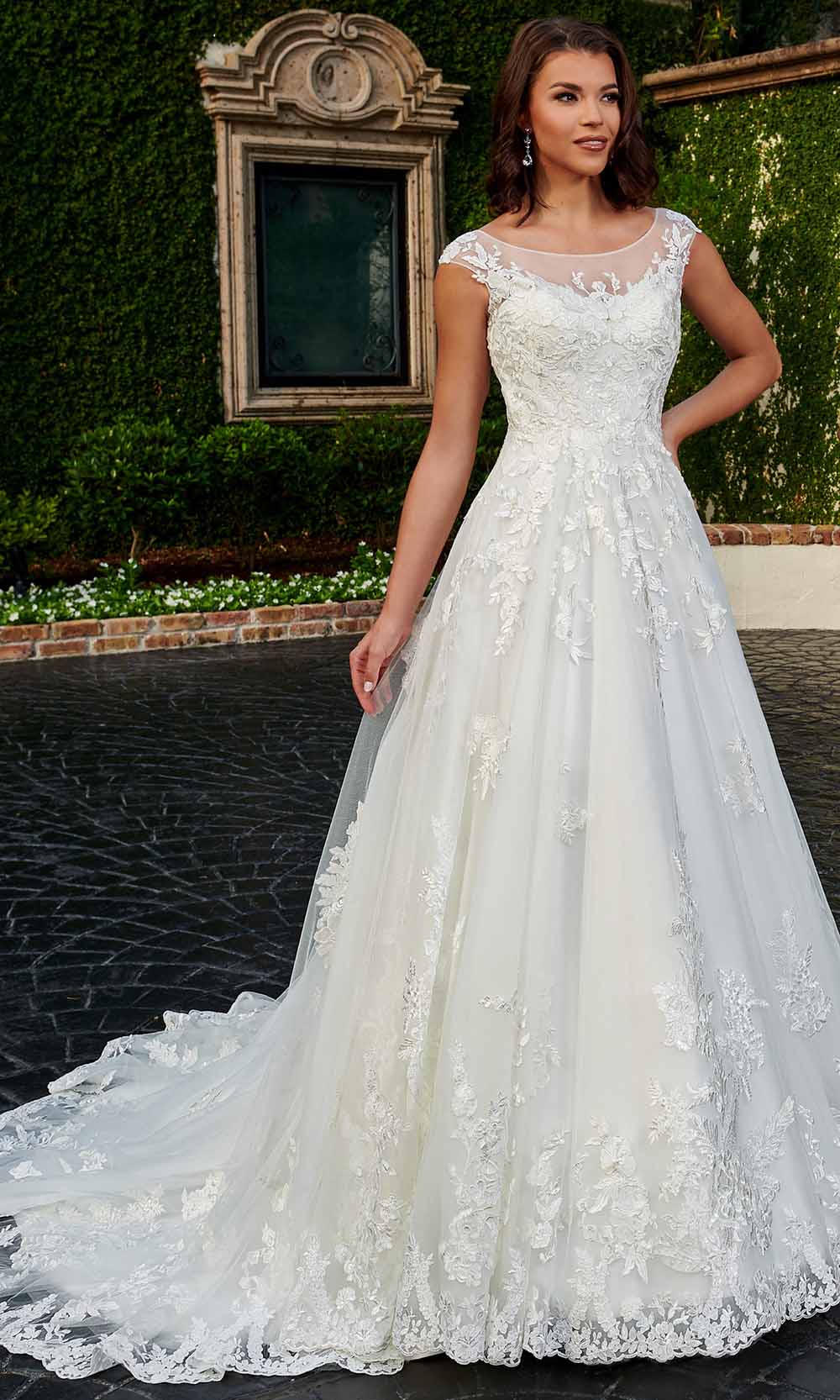 Rachel Allan Bridal, Rachel Allan Bridal RB3156 - Cap Sleeve Tulle Bridal Gown