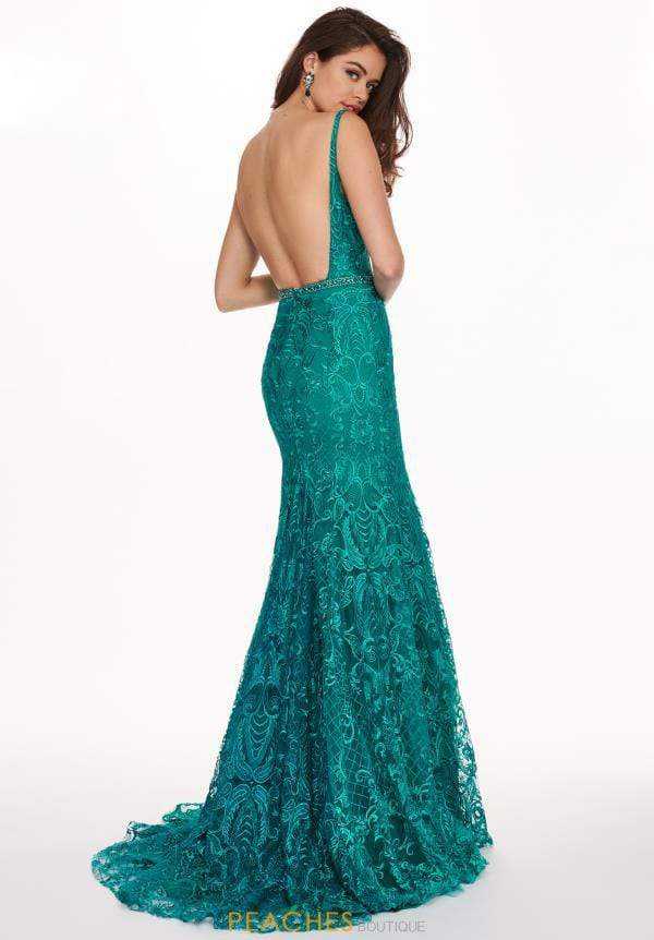 Rachel Allan, Rachel Allan - Embroidered Lace Scoop Neck Gown 6590 - 1 pc Deep Jade In Size 10 Available