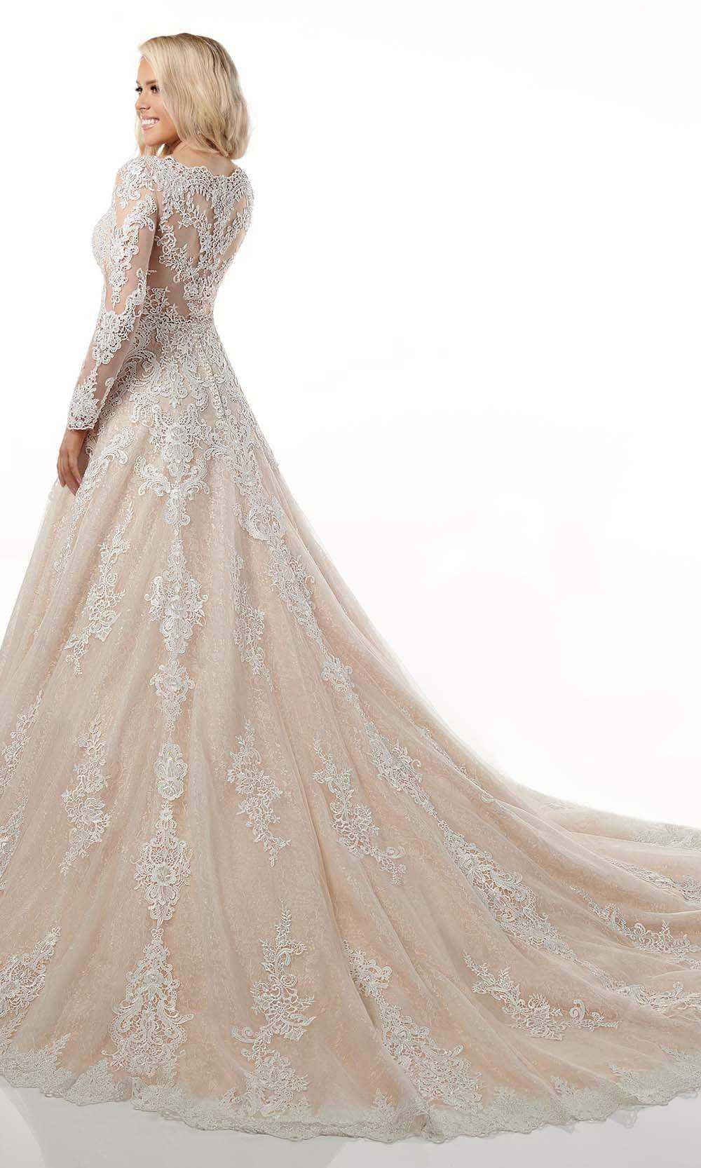 Rachel Allan, Rachel Allan - M778 Illusion Long Sleeve Lace A-Line Wedding Dress