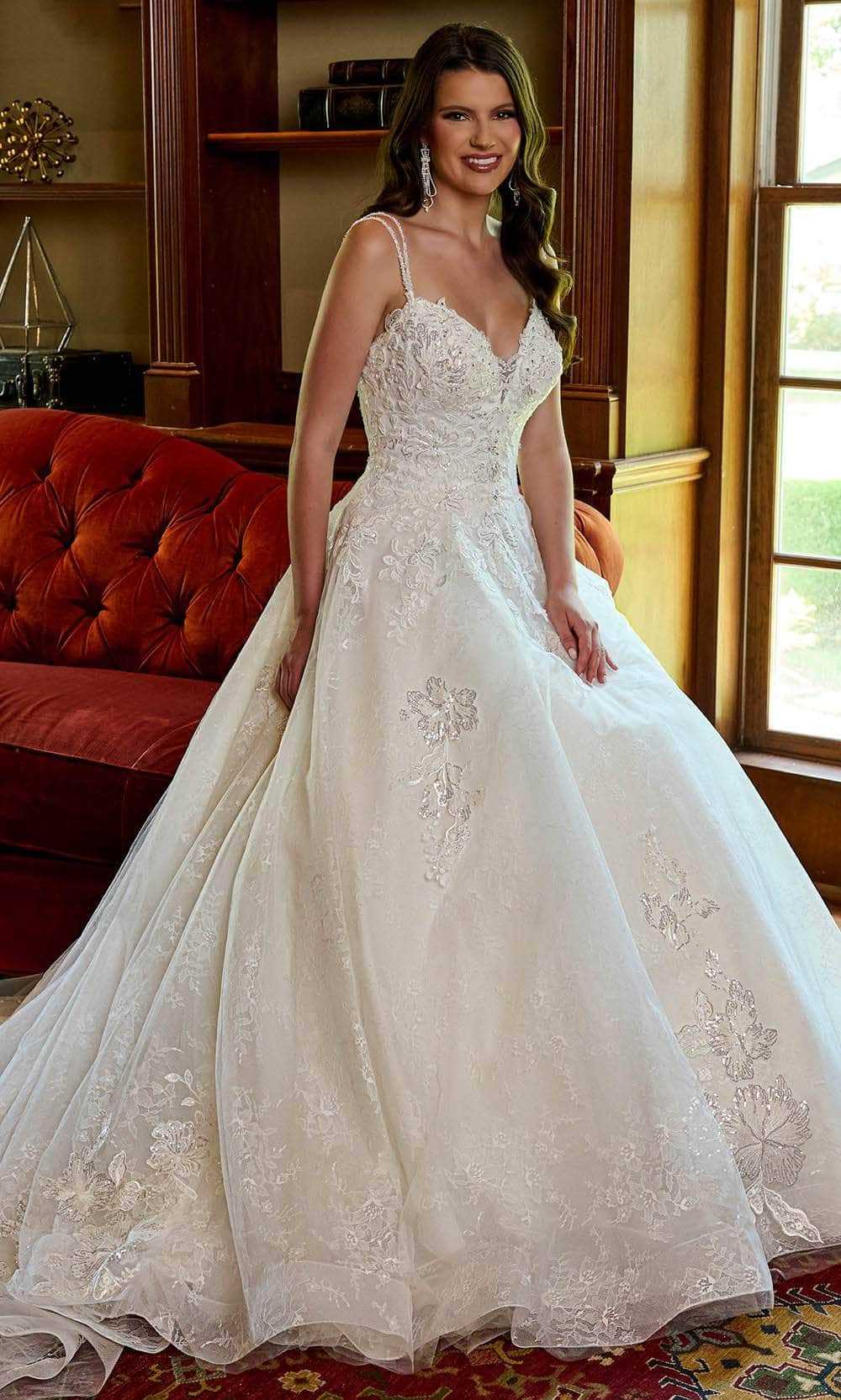 Rachel Allan, Rachel Allan RB3180 - Dual Straps Lace Appliqued Bridal Gown