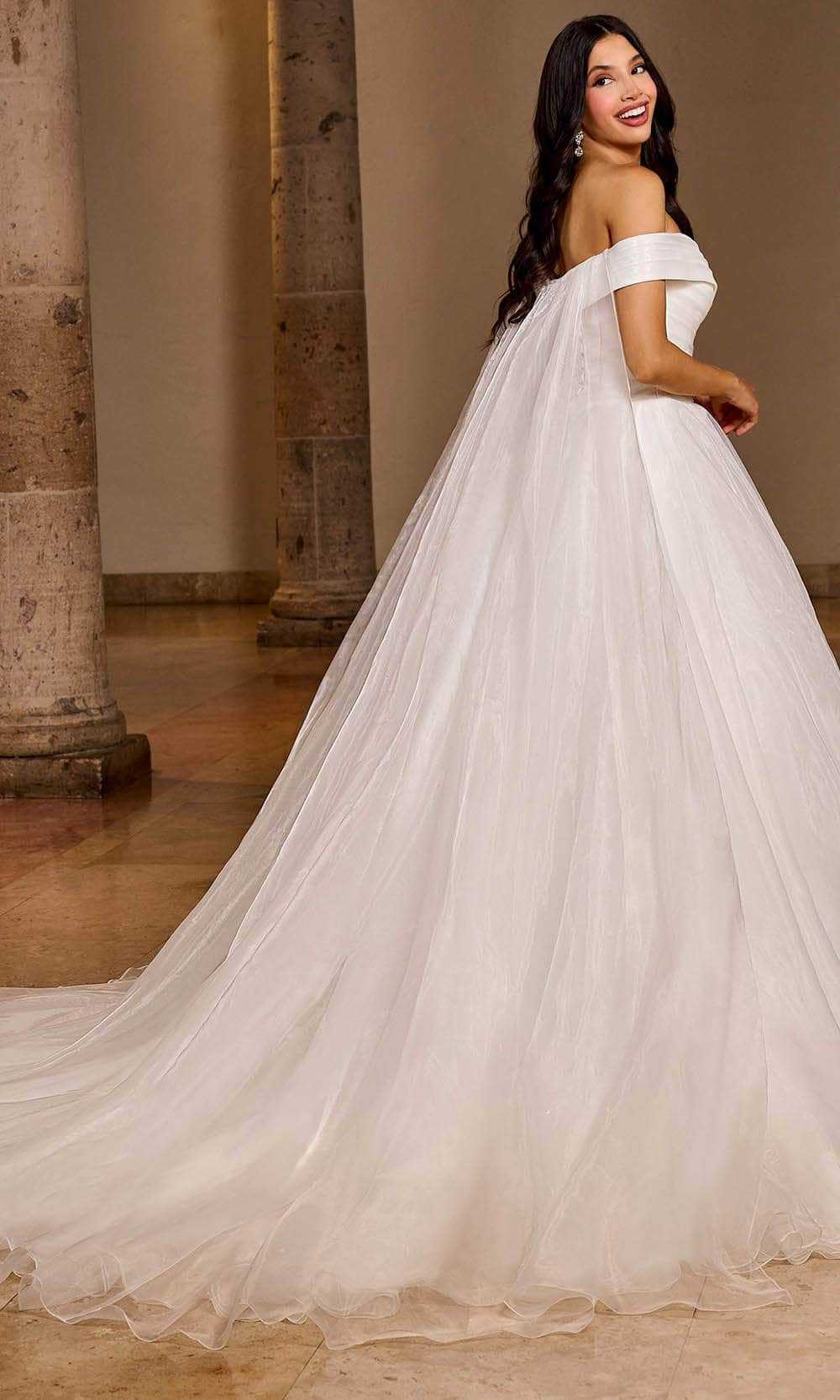Rachel Allan, Rachel Allan RB5046 - Off-Shoulder Pleated Detail Bridal Gown