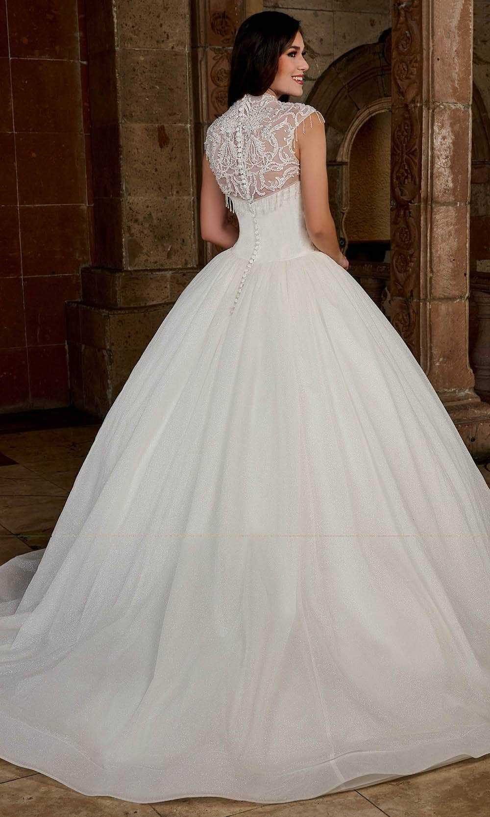 Rachel Allan, Rachel Allan RB6135 - Cap Sleeve Sequin Embellished Bridal Gown