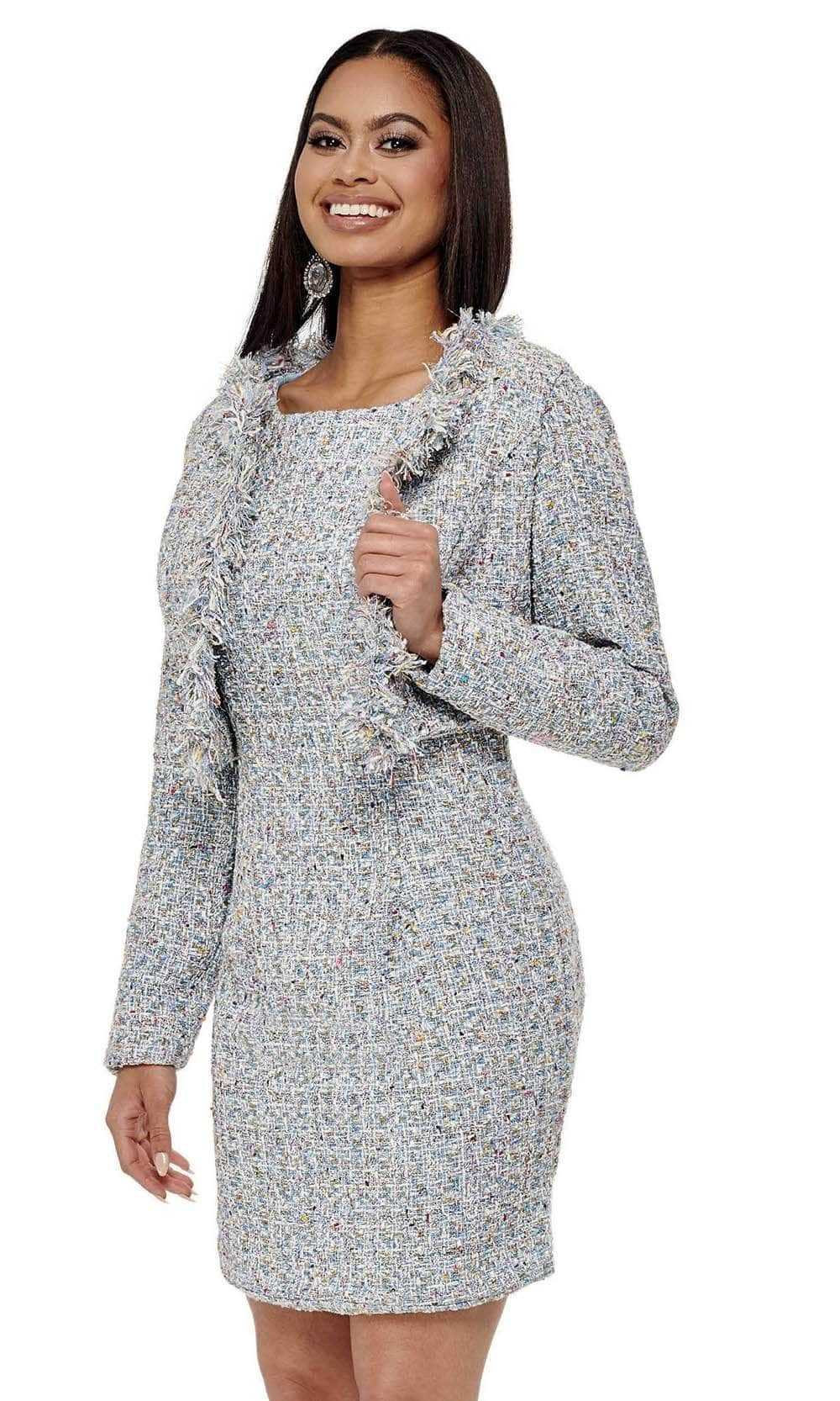 Rachel Allan, Rachel Allan - Textured Two Piece Short Dress 50030 - 1 pc Blue In Size 6 Available