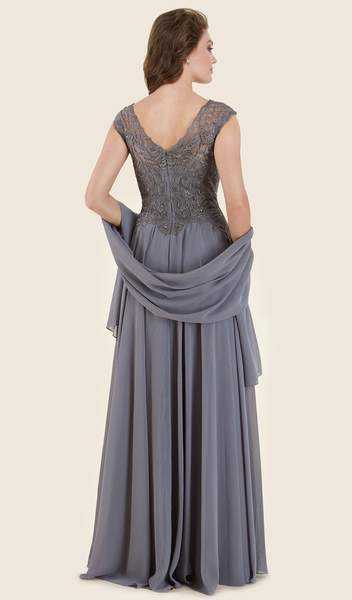 Rina Di Montella, Rina Di Montella - Embroidered Fitted A-Line Evening Gown RD2613 - 1 pc Navy In Size 10 Available