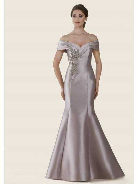 Rina Di Montella, Rina Di Montella - RD2602-1 Embellished Off-Shoulder Mermaid Dress