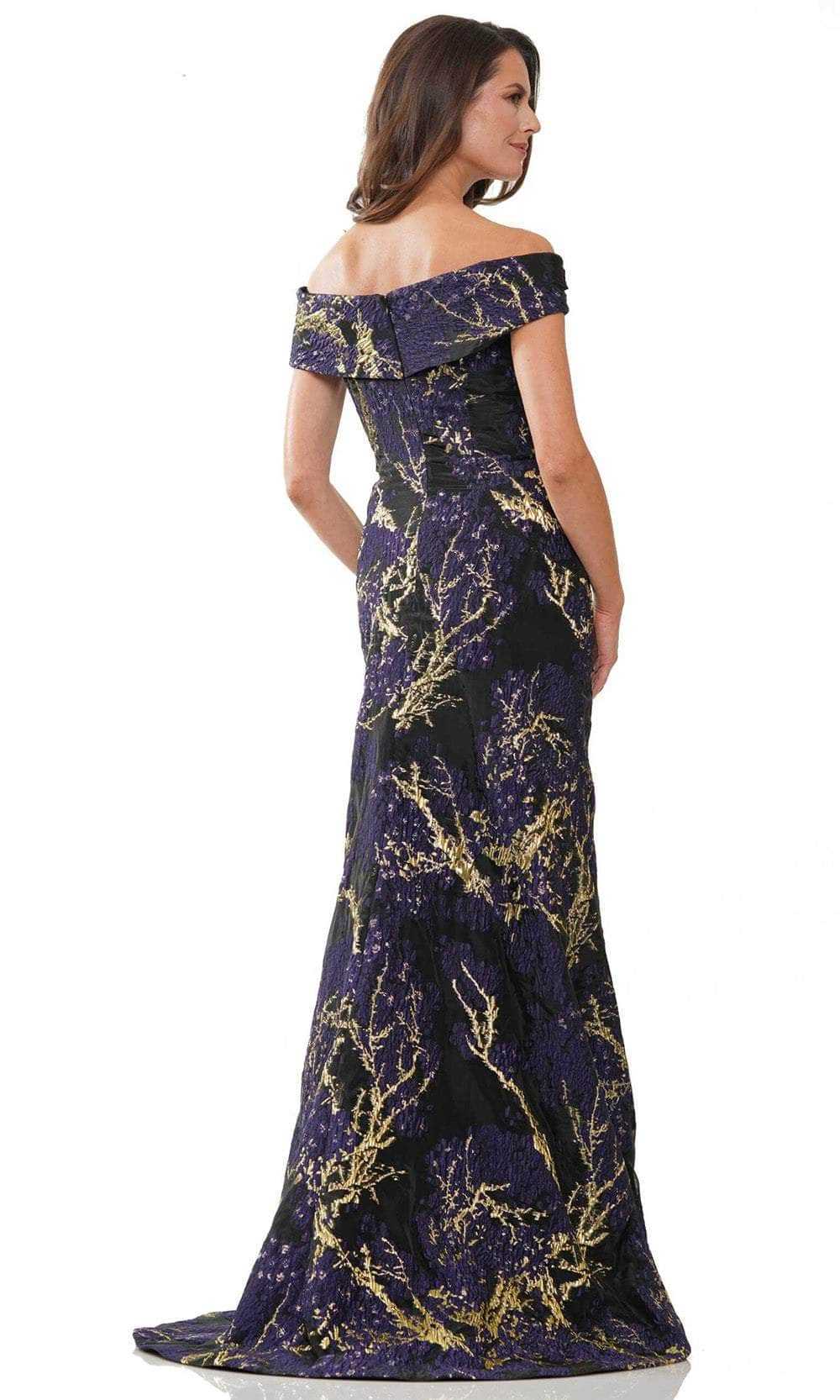 Rina Di Montella, Rina Di Montella RD2952 - Printed Off-Shoulder Long Dress