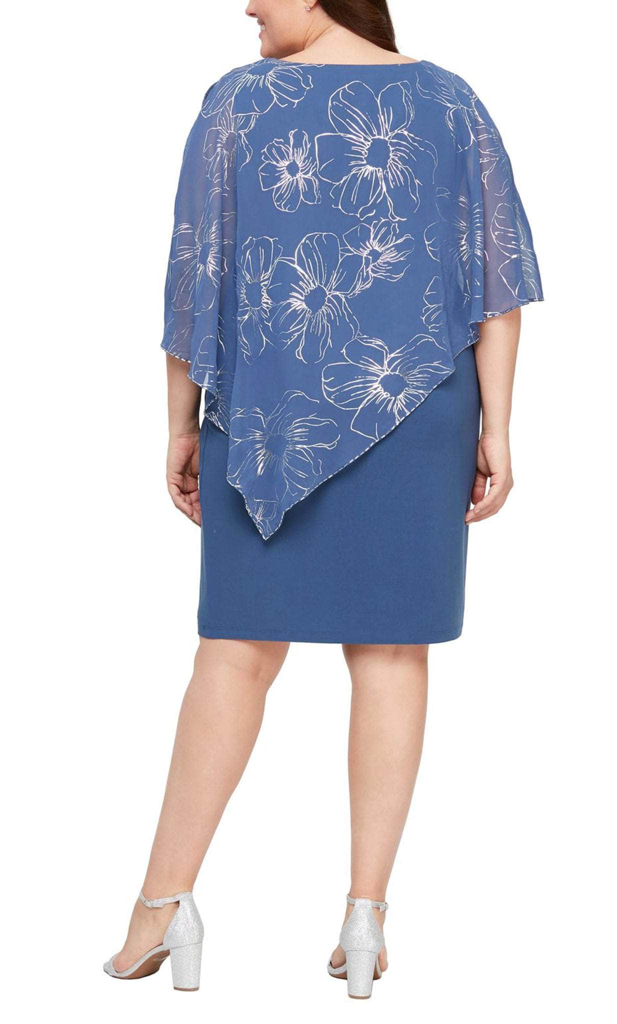 SLNY, SLNY 9479146 - Cape Floral Sheath Dress