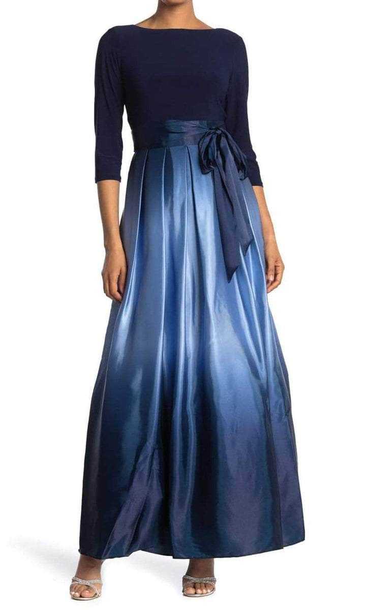 SLNY, SLNY - Jewel Neck Ombre Formal Dress 9151111