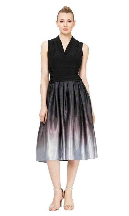 SLNY, SLNY - Sleeveless Ombre A-Line Cocktail Dress 9151108 - 1 pc Blk Sil In Size 16 Available
