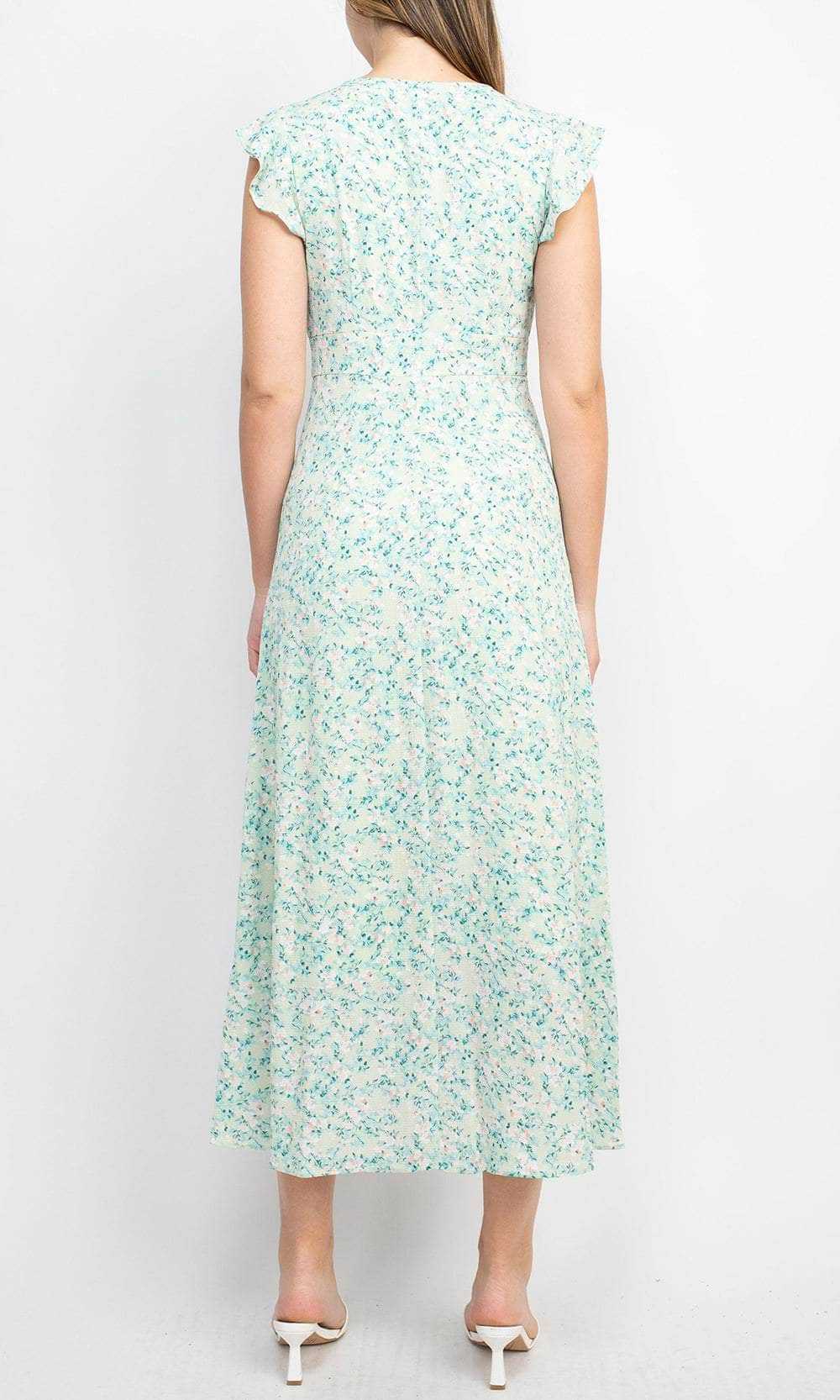 Sage Collective, Sage Collective ST03D27 - Cap Sleeve Floral Casual Dress