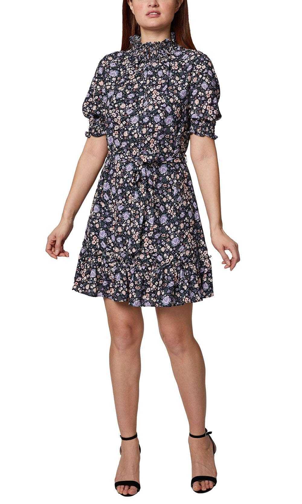 Sage Collective, Sage Collective SU05D20 - Puff Sleeve Floral Short Dress