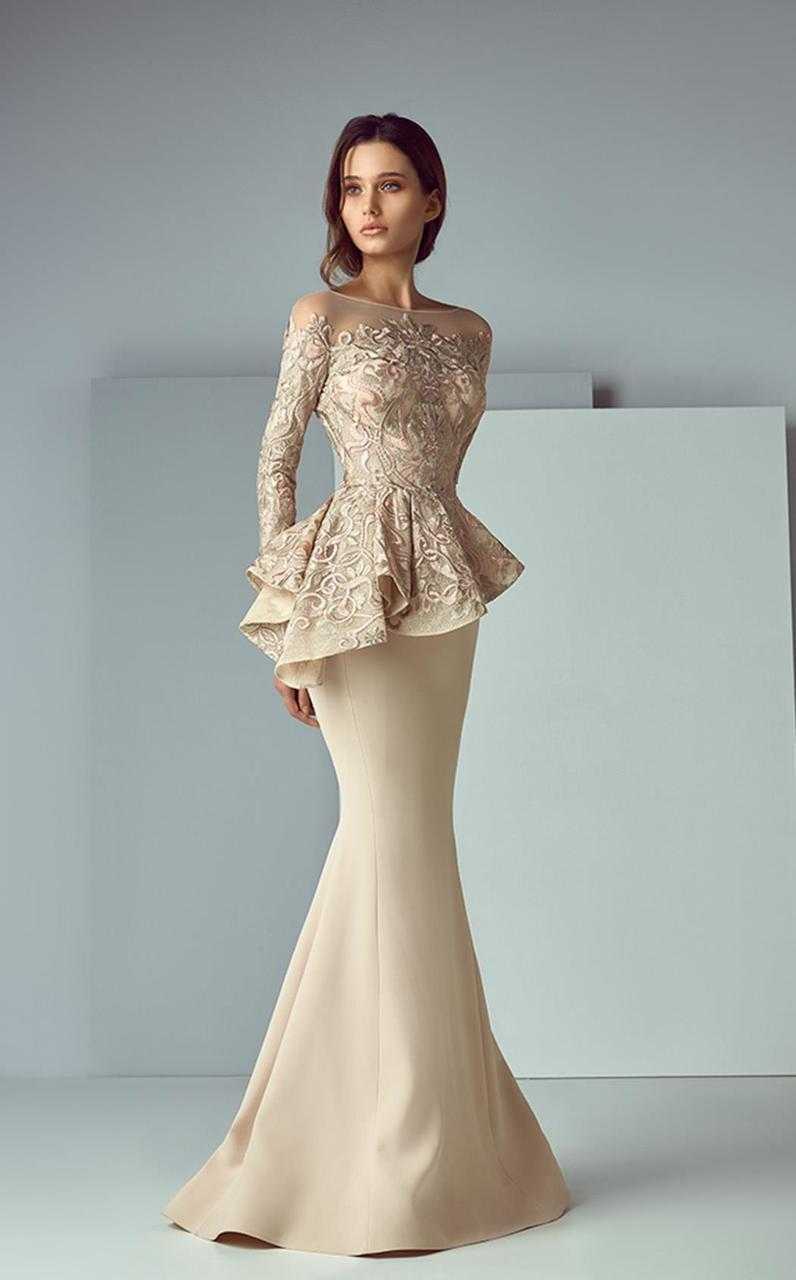 Saiid Kobeisy, Saiid Kobeisy Asymmetrical Peplum Mermaid Gown 3157 - 1 pc Ivory In Size 4 Available