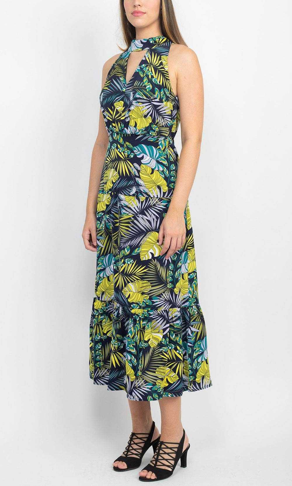 Sam Edelman, Sam Edelman 09K751 - Keyhole Front Floral Long Dress
