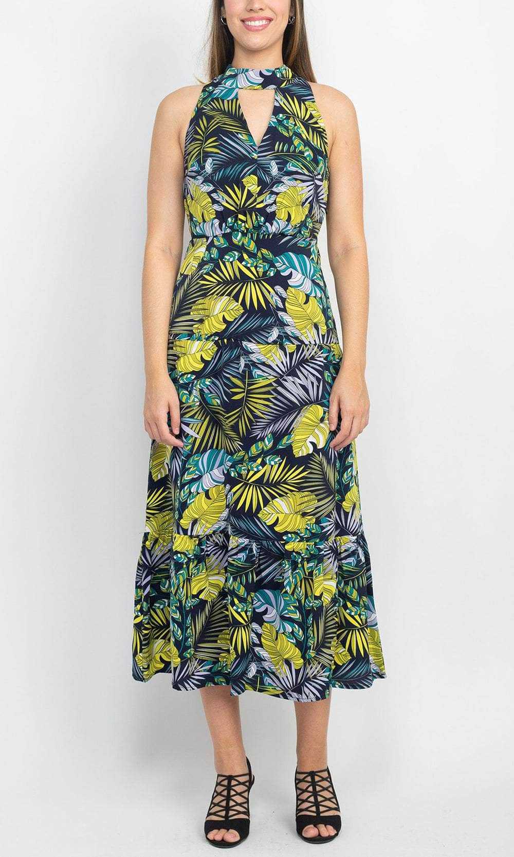 Sam Edelman, Sam Edelman 09K751 - Keyhole Front Floral Long Dress