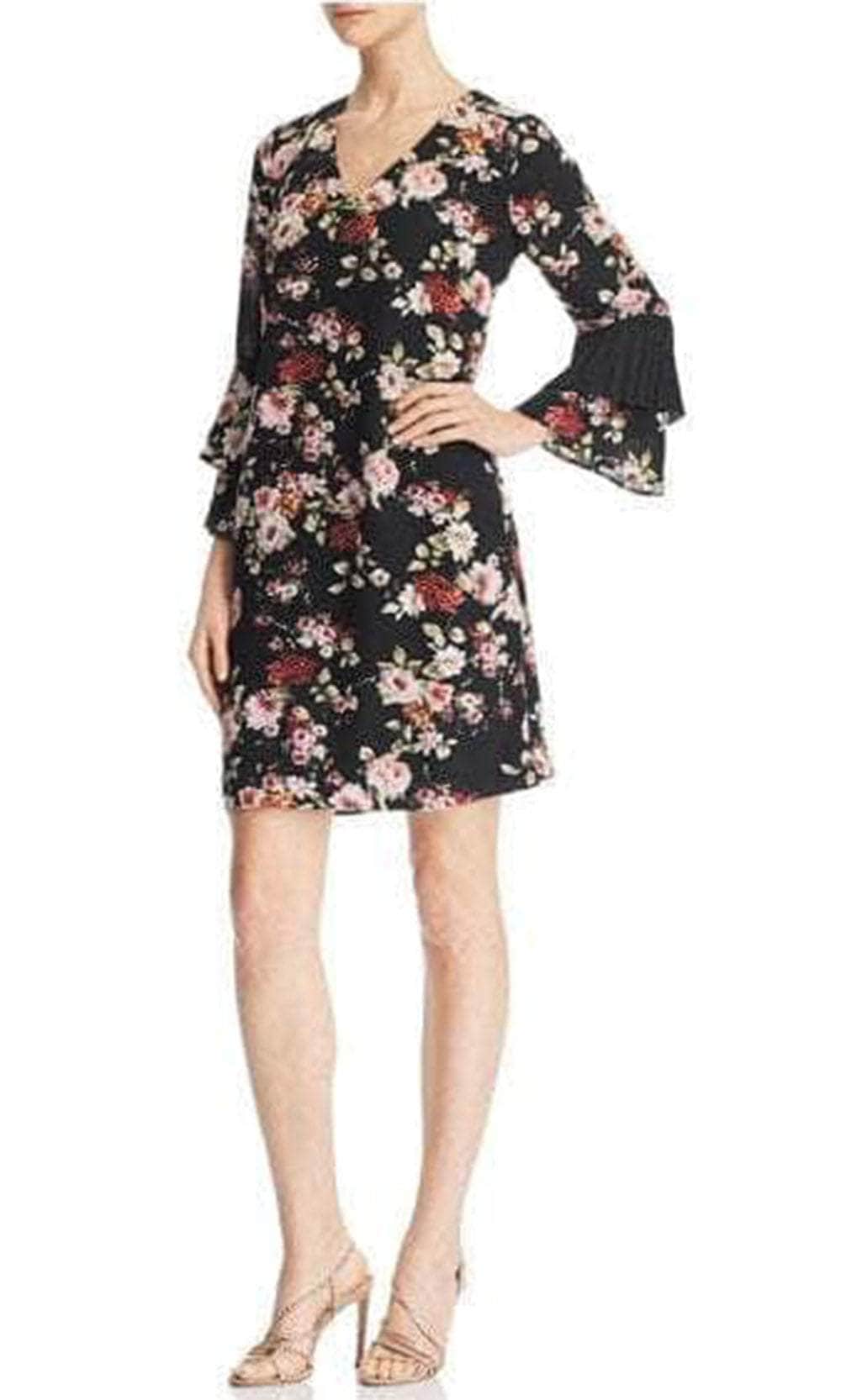 Sam Edelman, Sam Edelman 22R565 - Floral Flutter Sleeve Cocktail Dress
