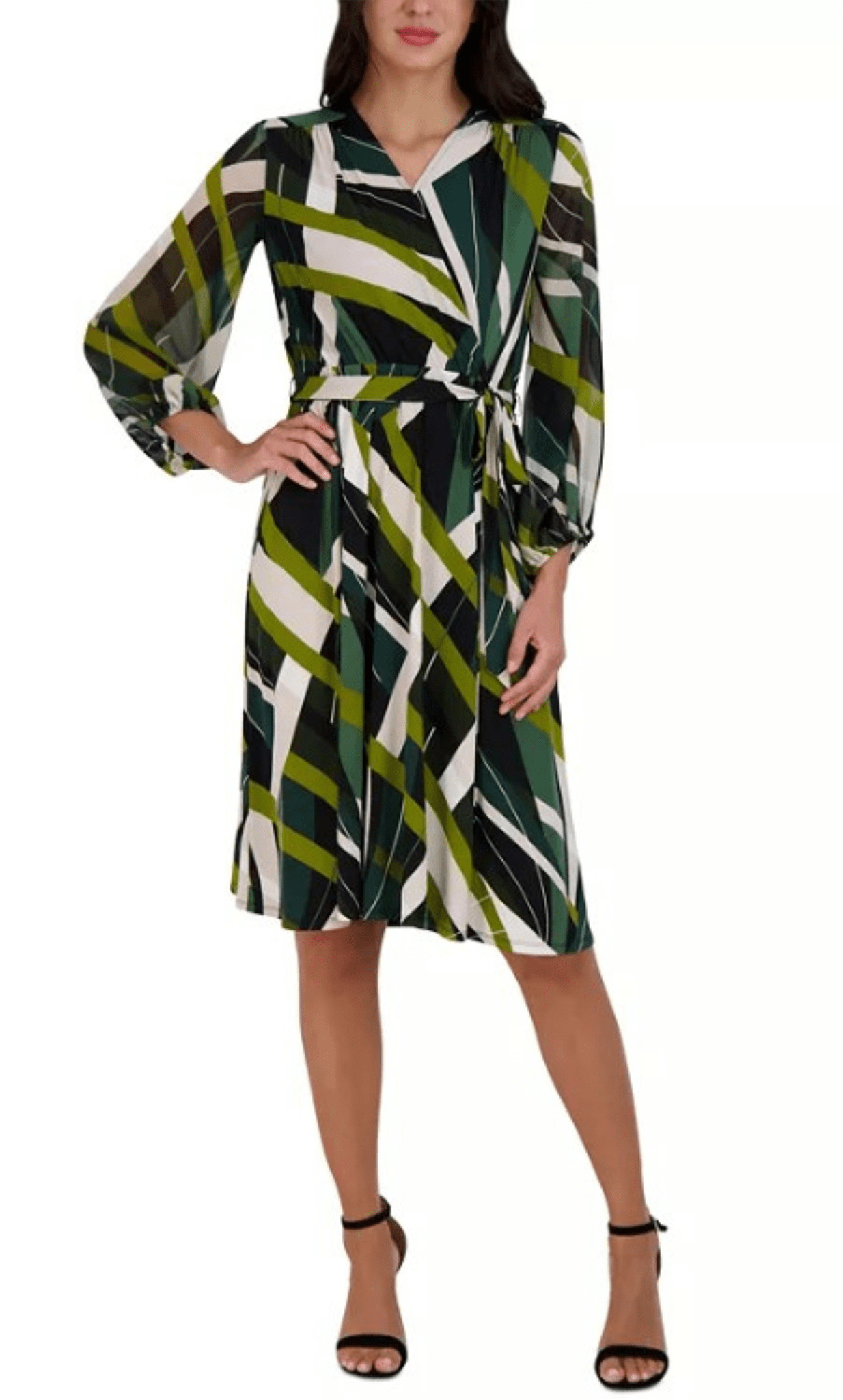Sandra Darren, Sandra Darren 75766 - Multi Print Long Sleeve Short Dress