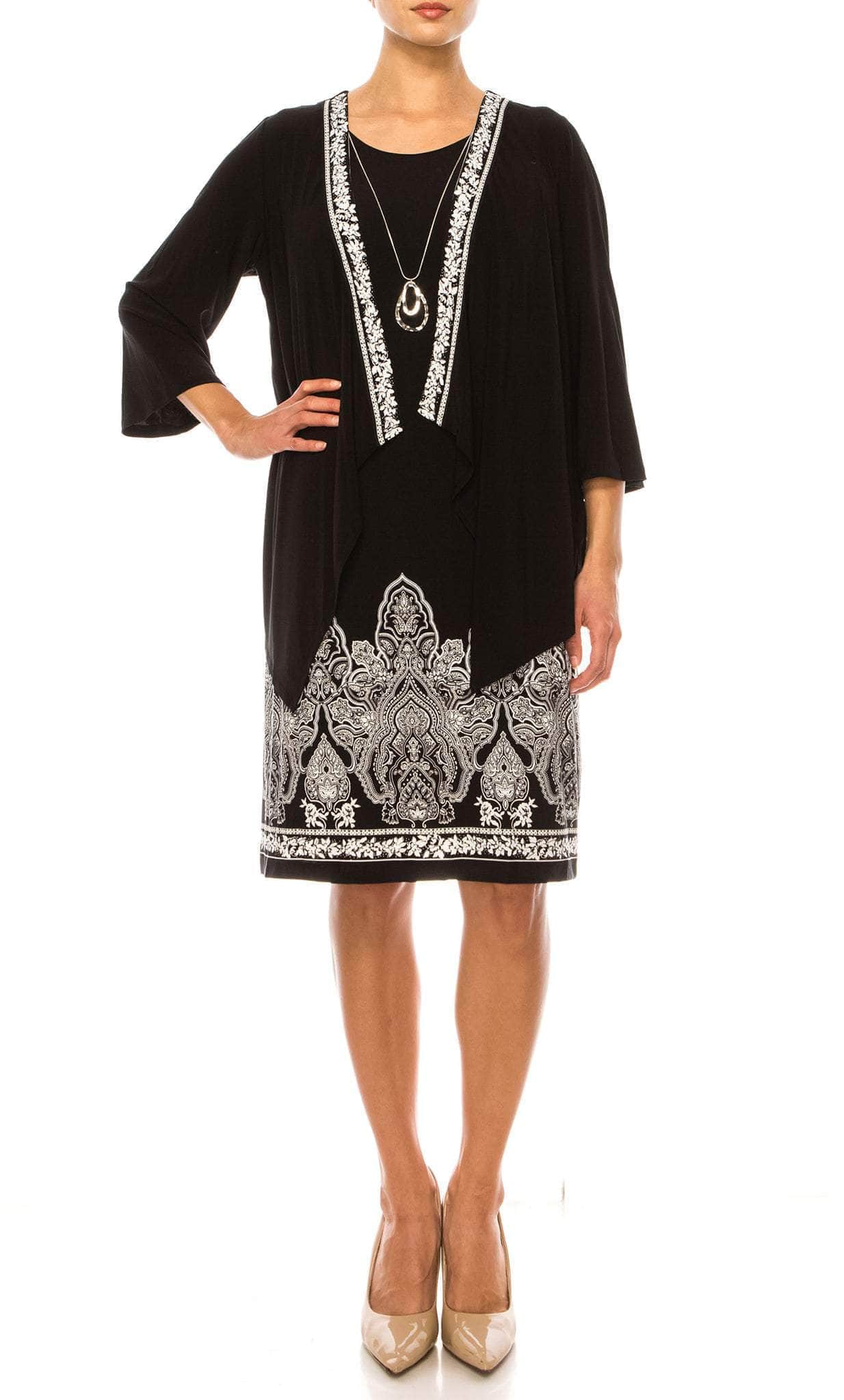Sandra Darren, Sandra Darren 76041 - Tribal Print Long Sleeve Short Dress