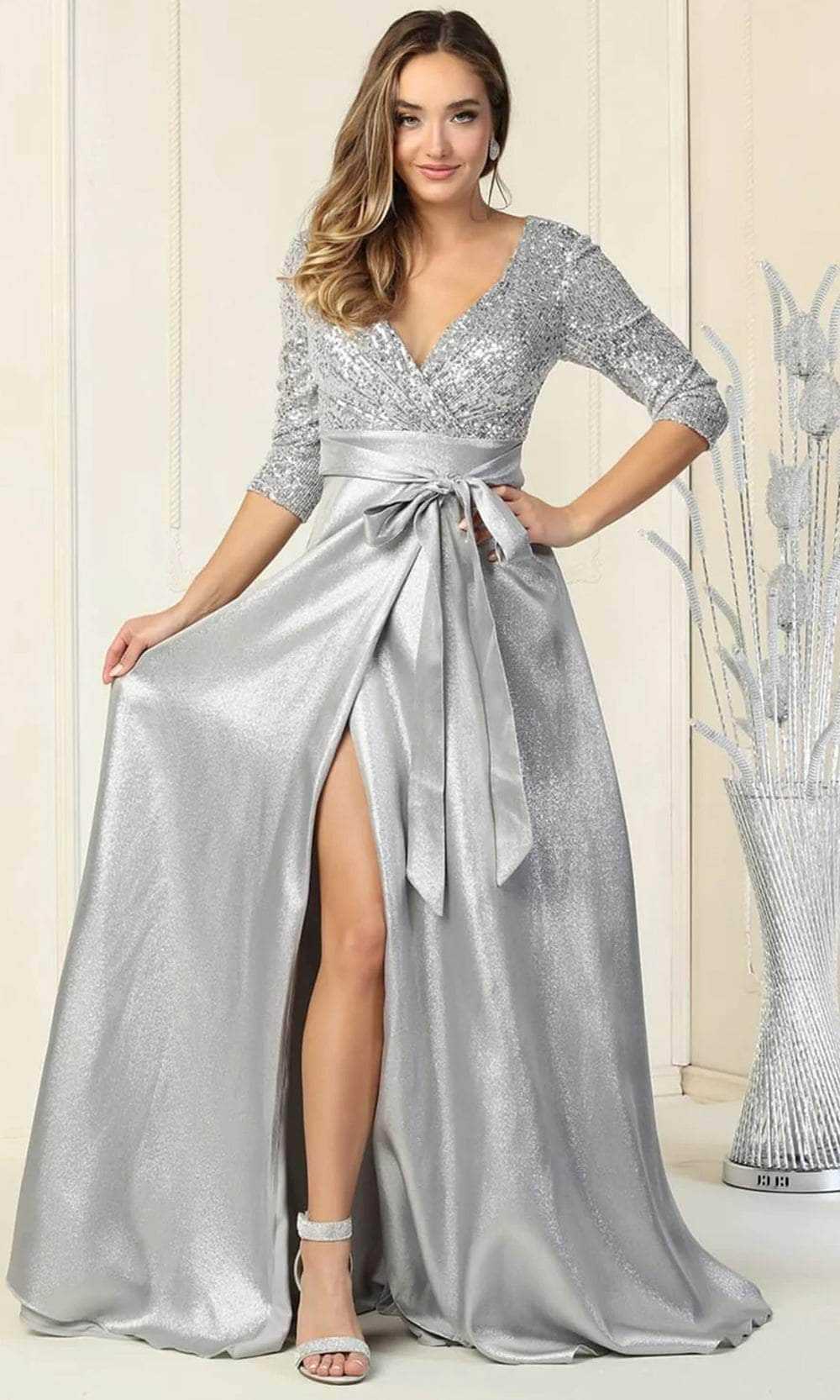 May Queen, Sequined V-Neck Evening Dress MQ1852