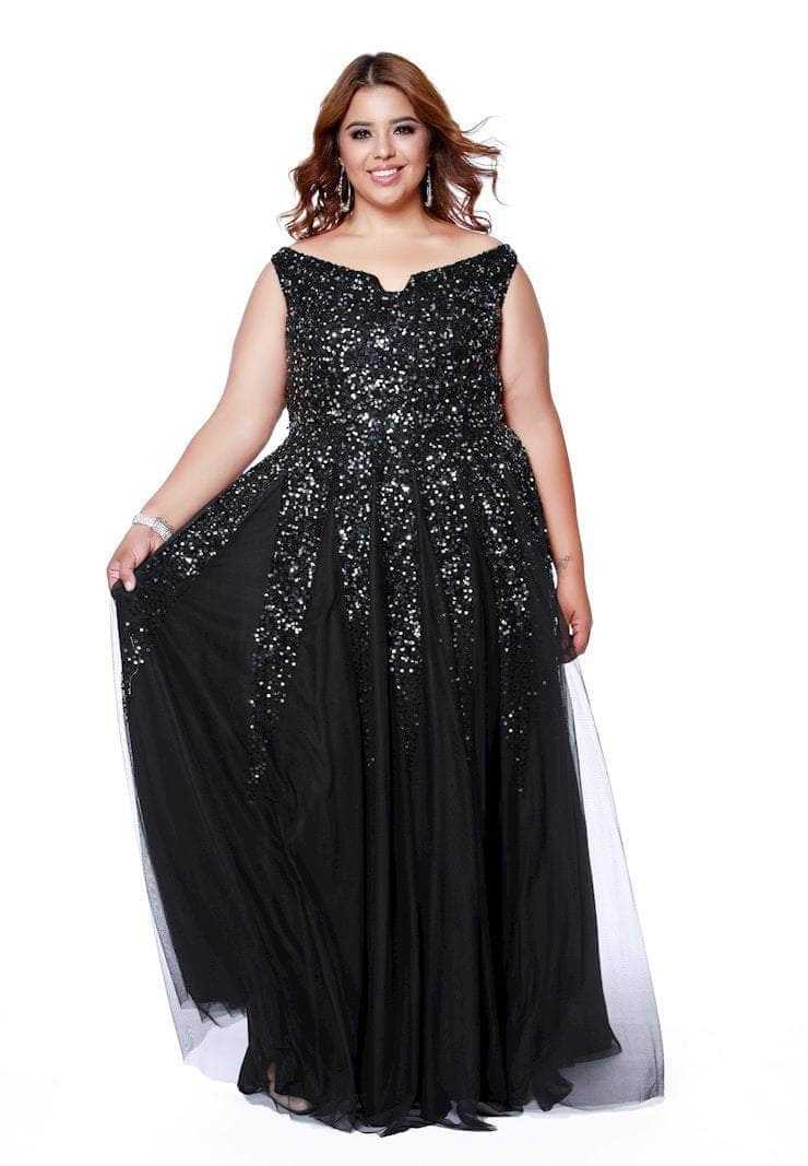 Shail K, Shail K 12202W - Off Shoulder Sequin Formal Dress