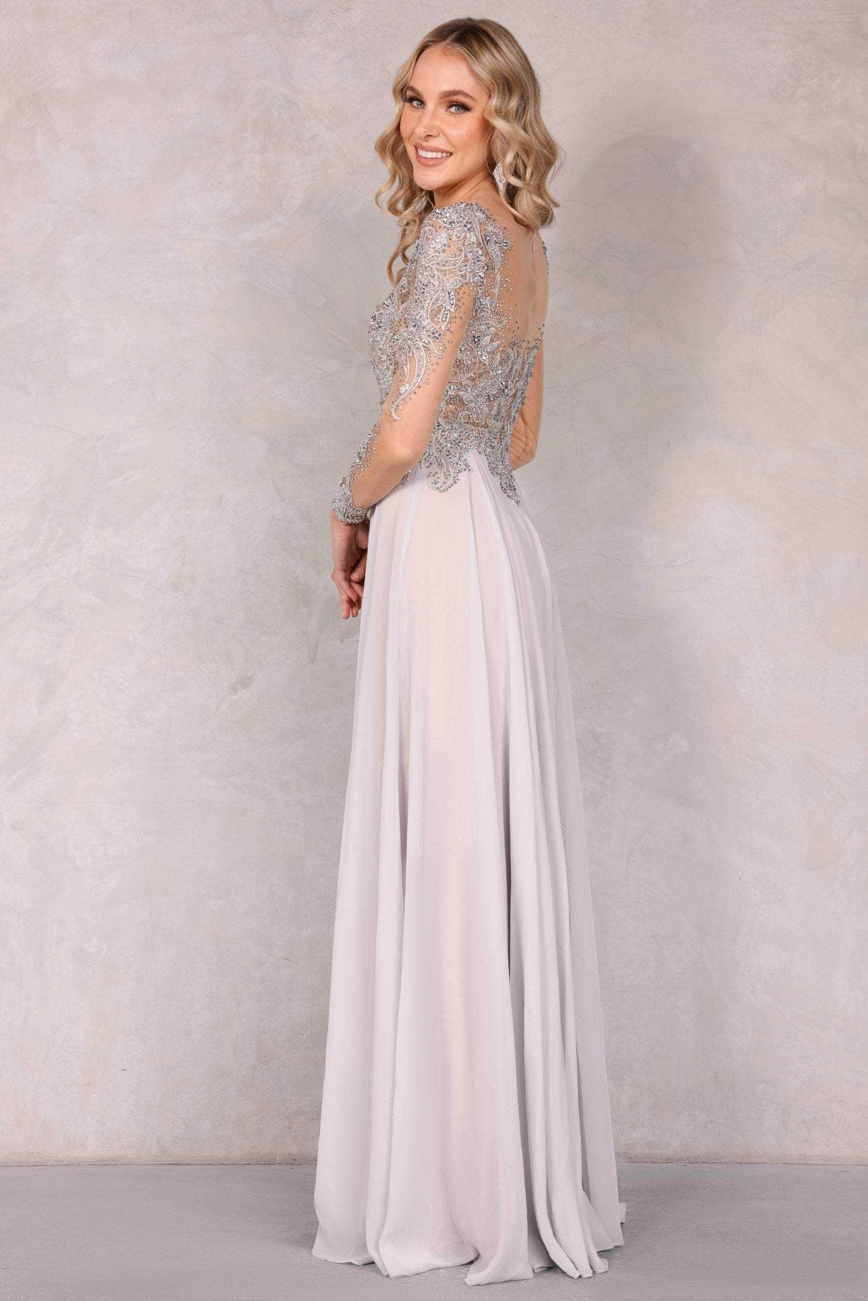 Terani Couture, Sheer Sleeve A-Line Formal Dress 1922M0533