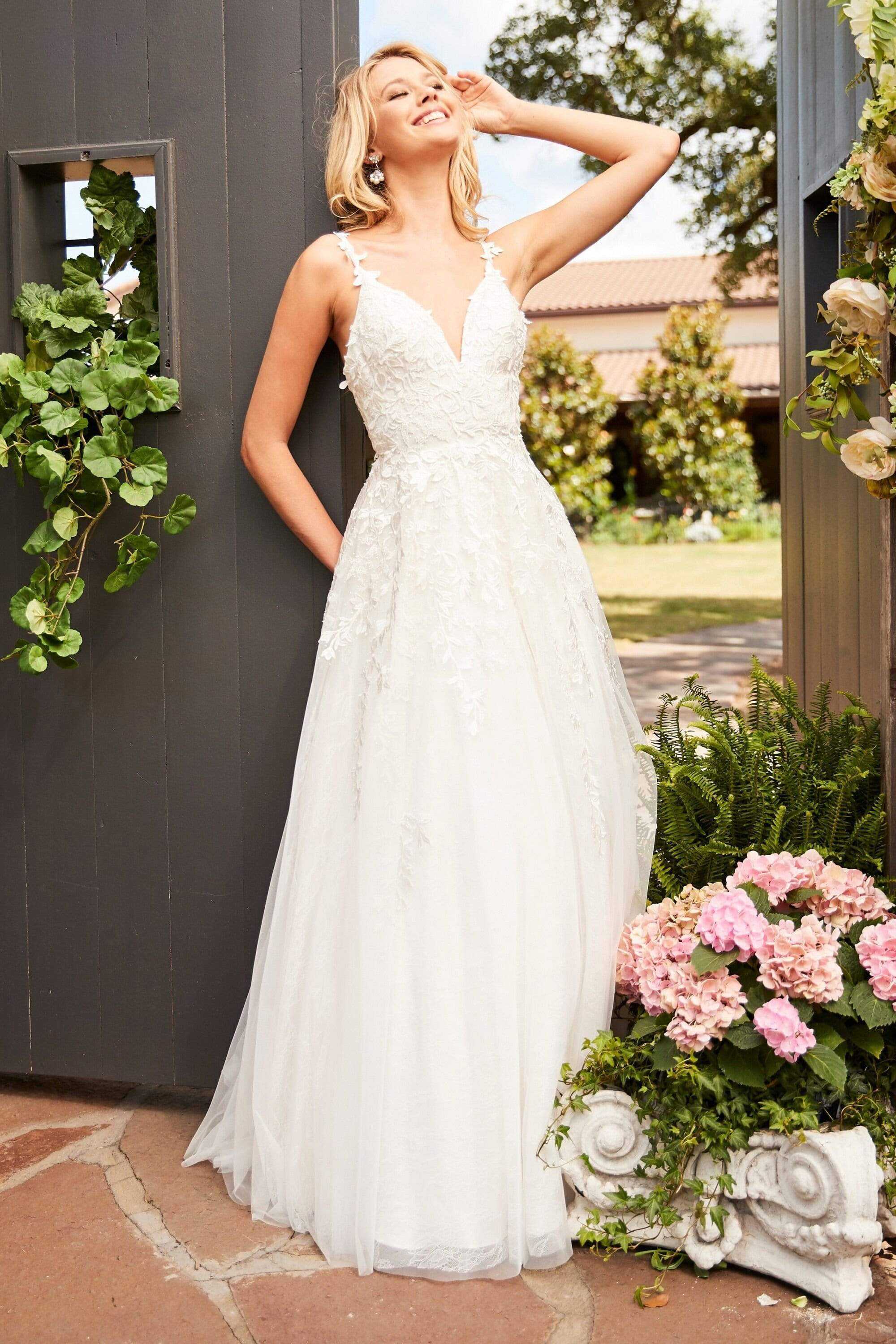 Sherri Hill, Sherri Hill - 52342 Beaded Lace Deep V-neck Long A-line Dress
