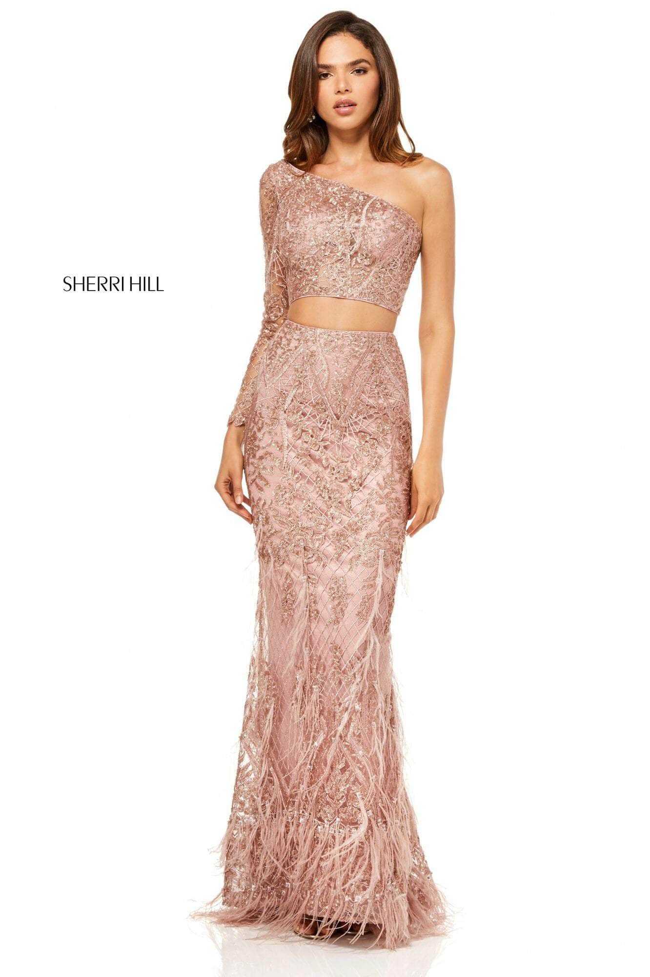 Sherri Hill, Sherri Hill 52555 - Feathered Mermaid Evening Dress