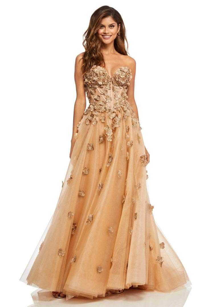 Sherri Hill, Sherri Hill - 52651 Strapless 3D Floral Appliqued Sweetheart Long Gown
