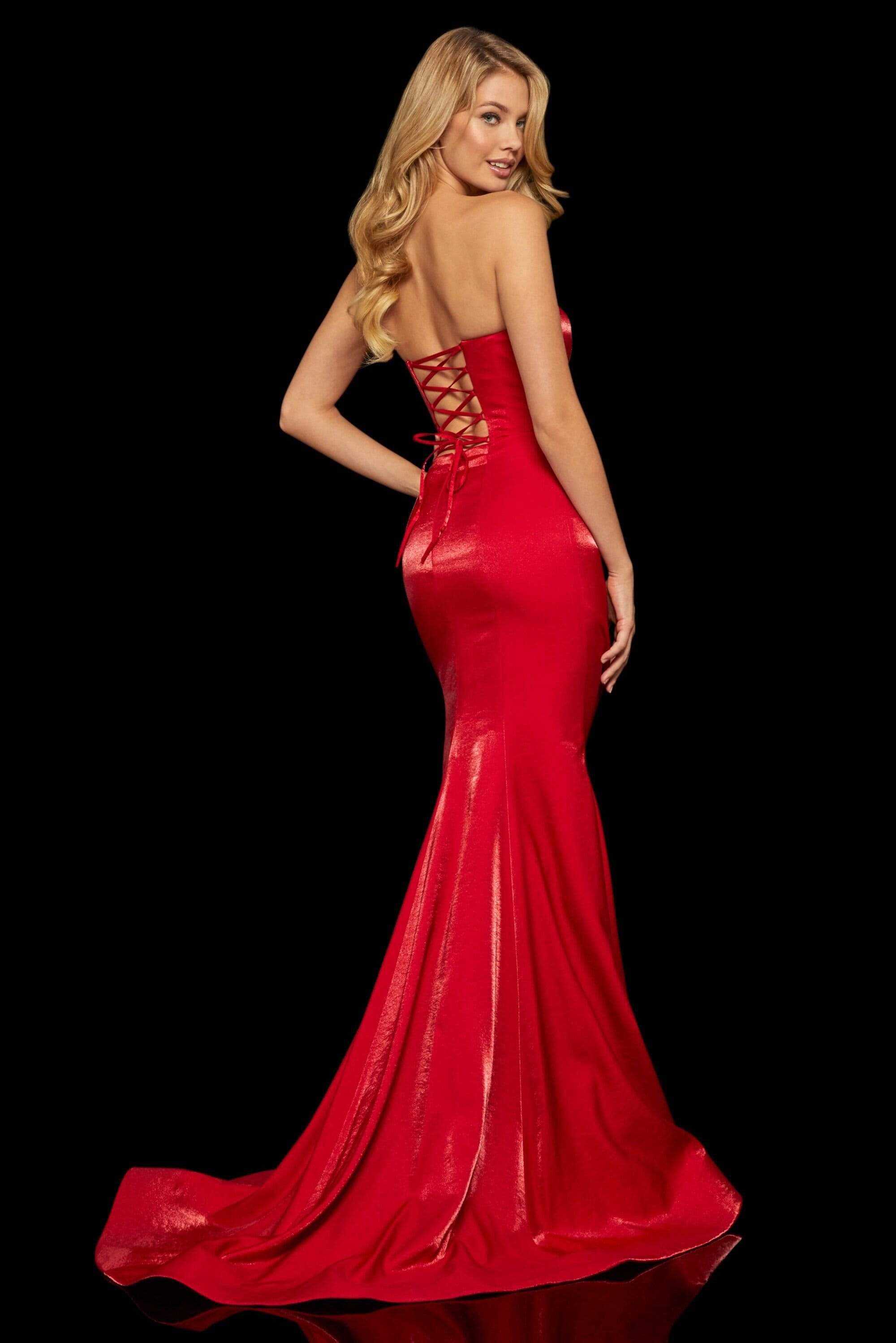 Sherri Hill, Sherri Hill - 52961 Strapless Mermaid Lace Up Dress