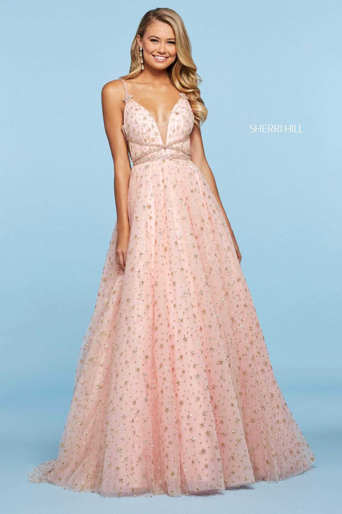 Sherri Hill, Sherri Hill 53526 - Star Motif Tulle Prom Dress