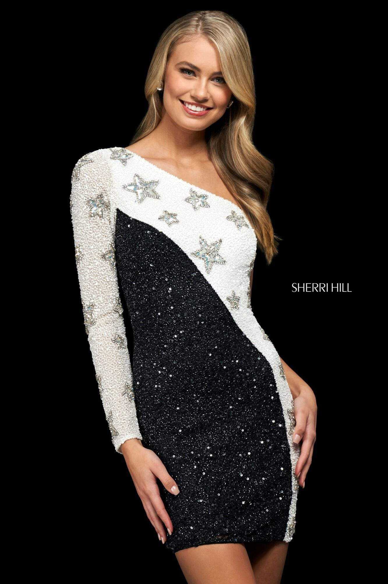 Sherri Hill, Sherri Hill - 54127 Beaded Star One Shoulder Sheath Dress