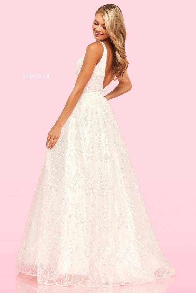 Sherri Hill, Sherri Hill - 54177 V-Neck Glittered Simple Prom A-line Dress