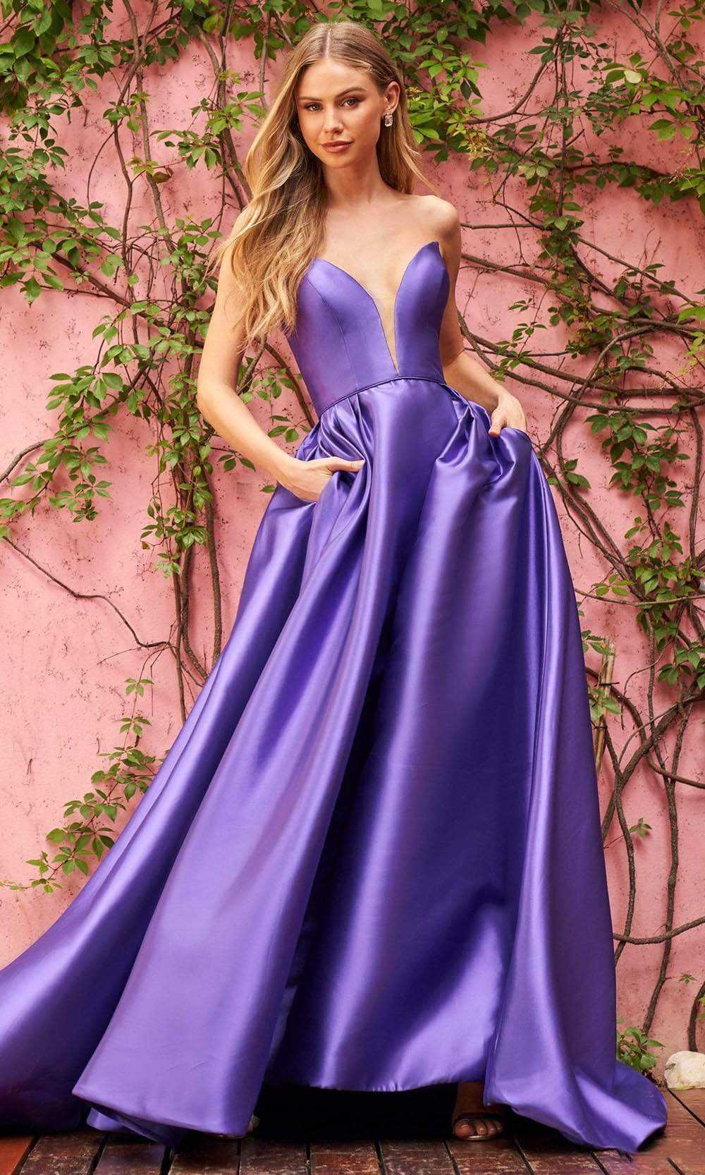 Sherri Hill, Sherri Hill - 55005 Plunging Bodice Gown with Slit