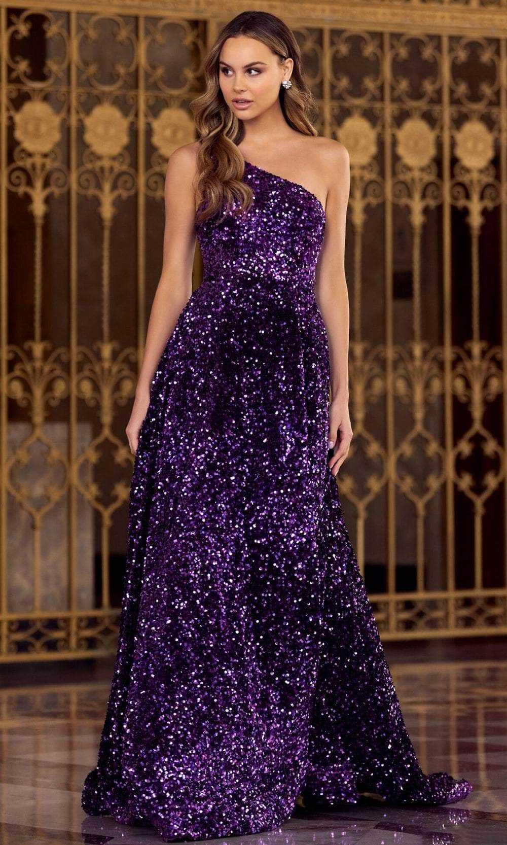 Sherri Hill, Sherri Hill 55092 - One Sleeve A-line Plus Size Prom Gown