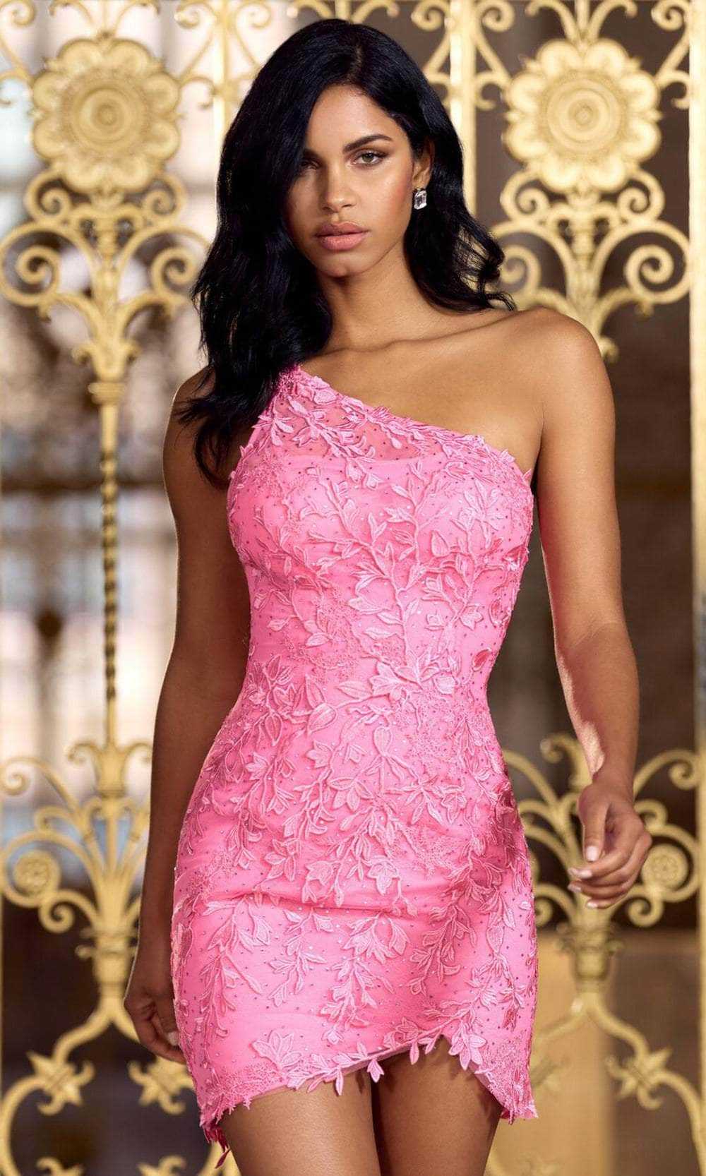 Sherri Hill, Sherri Hill 55177 - Laced One-Shoulder Cocktail Dress