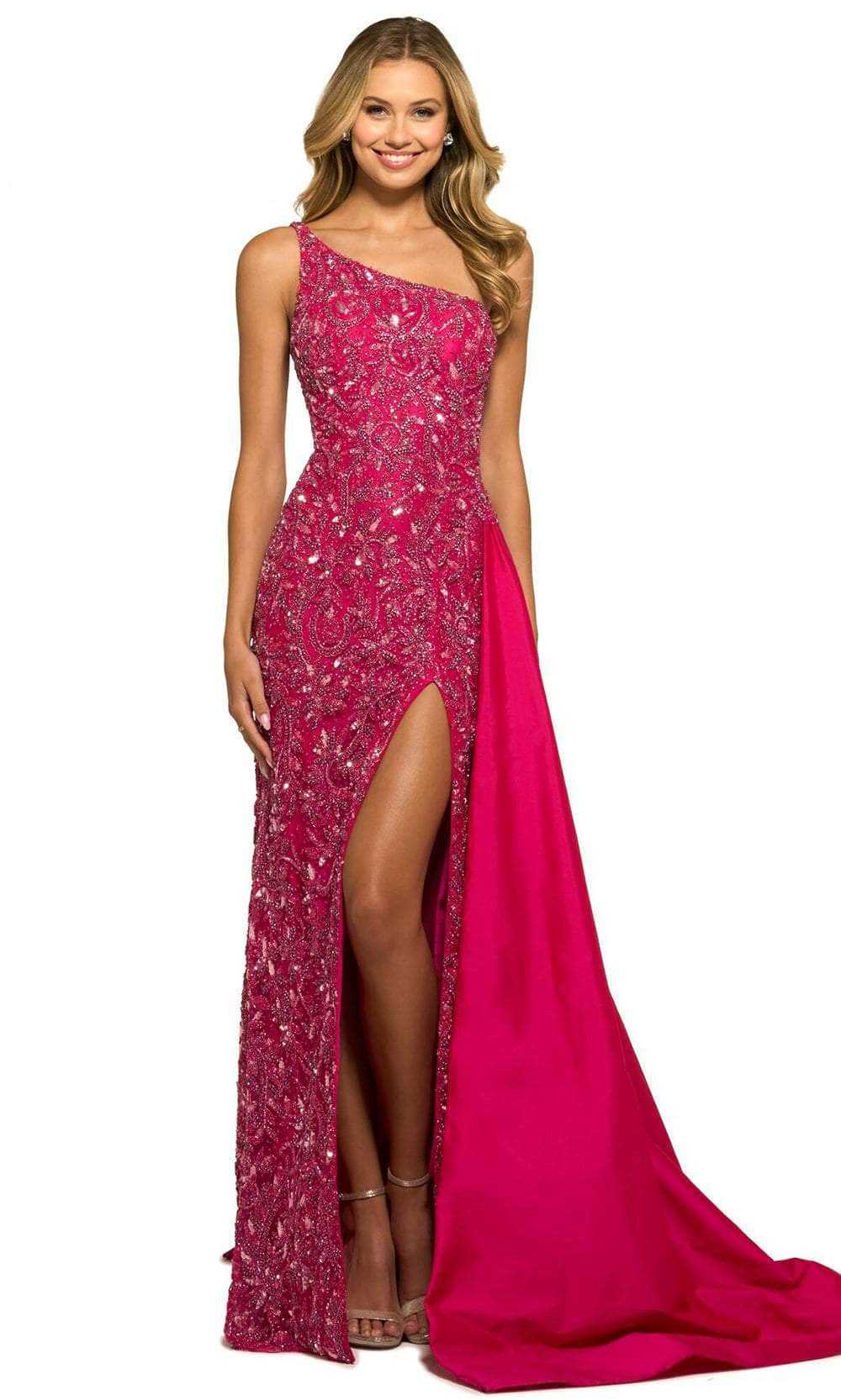 Sherri Hill, Sherri Hill 55450 - Beaded Allover Asymmetric Long Gown