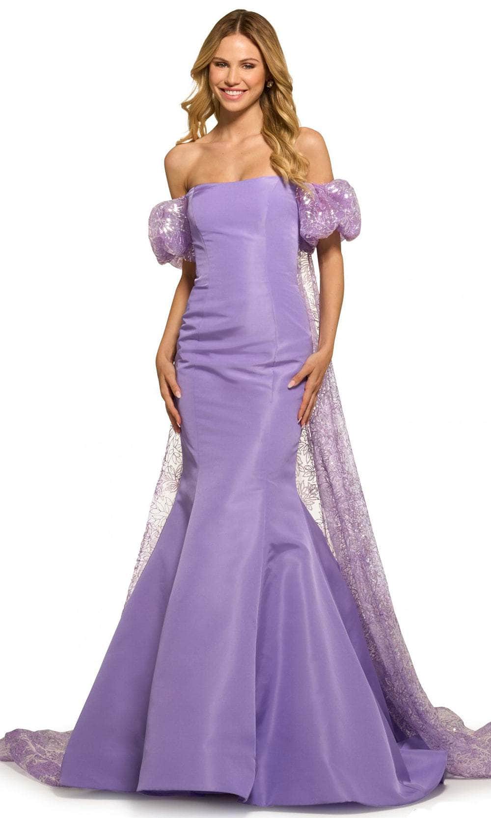 Sherri Hill, Sherri Hill 55509 - Detachable Cape Strapless Mermaid Gown