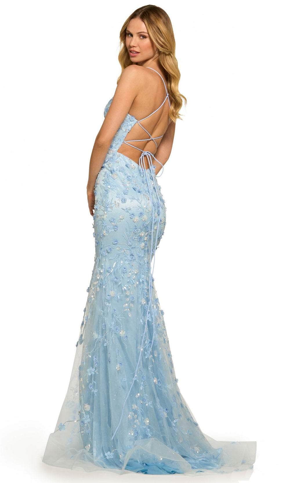 Sherri Hill, Sherri Hill 55531 - Thin Strapped Floral Patterned Long Gown