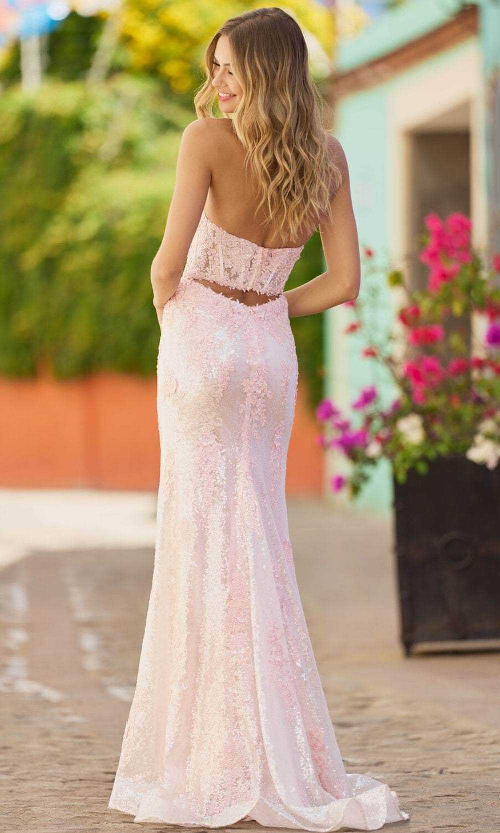 Sherri Hill, Sherri Hill 55609 - Sequin Lace Strapless Prom Gown